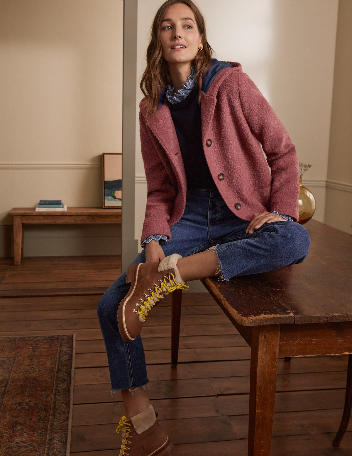 Cambridge Textured Coat-Dusty Rose - Image 4