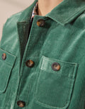 Veste-chemise en velours côtelé-Vert sauge