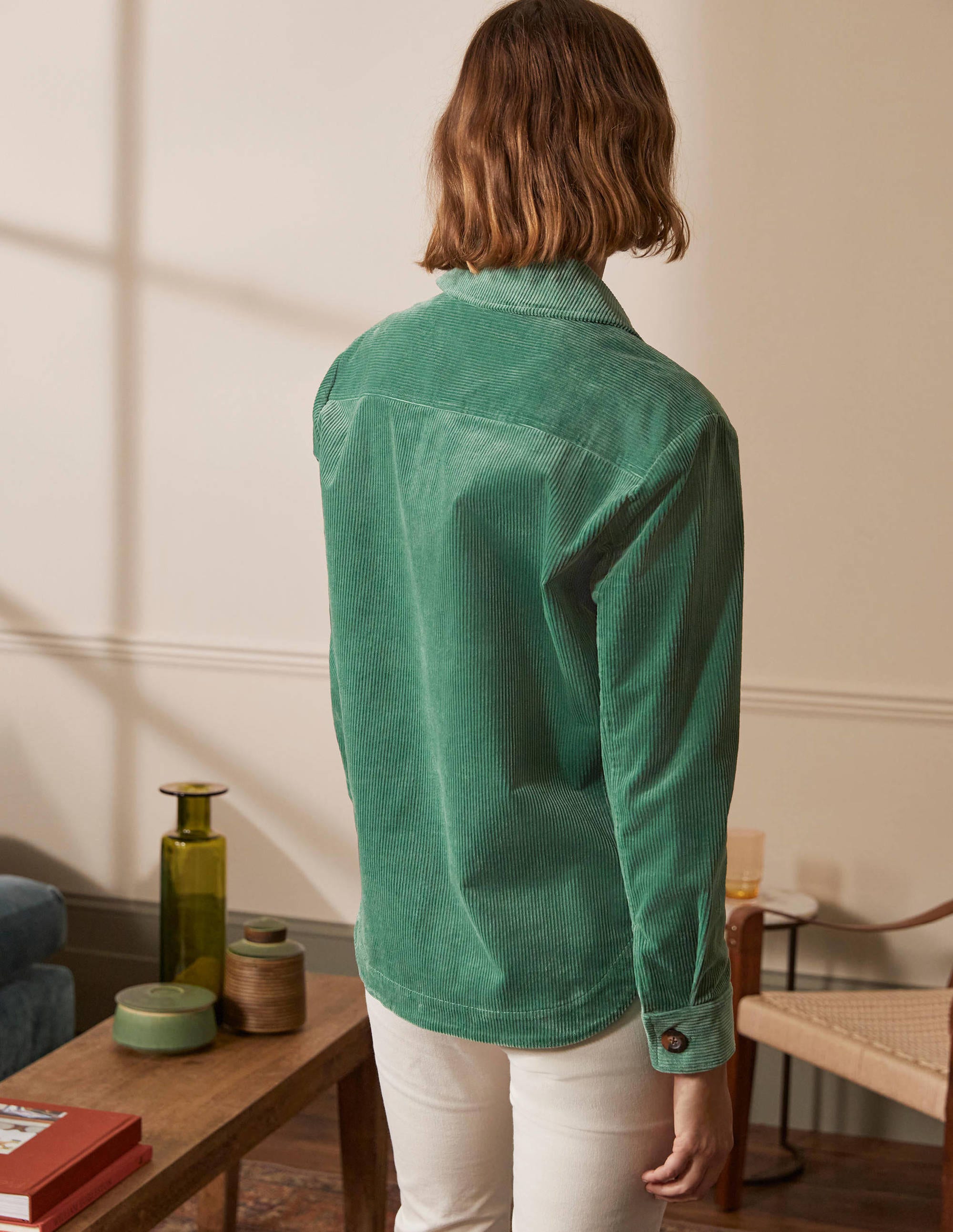 Veste-chemise en velours côtelé-Vert sauge - Image 2