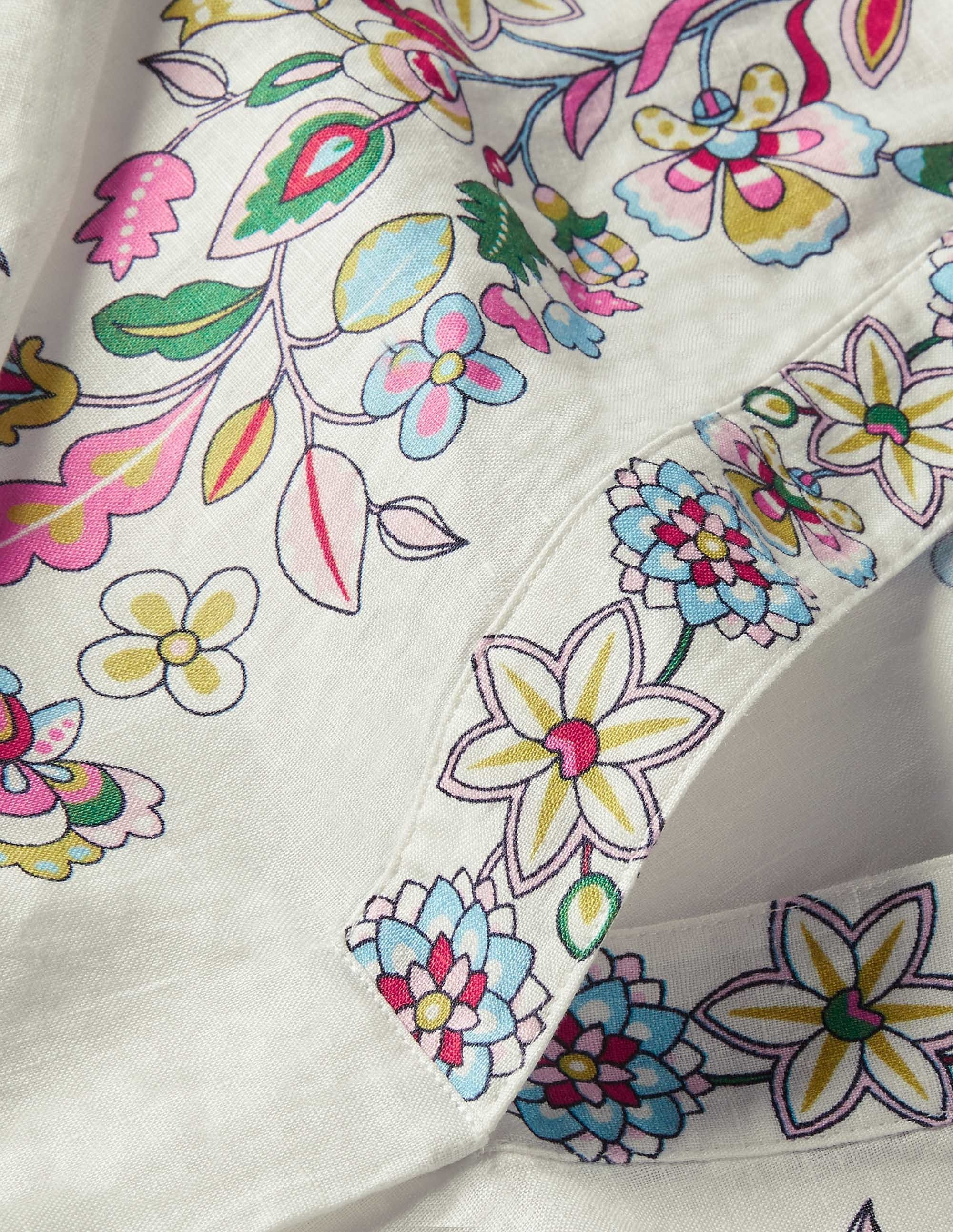 Hannah Leinenhemd-Naturweiß, Kaleidoskop-Blumenmuster - Image 5