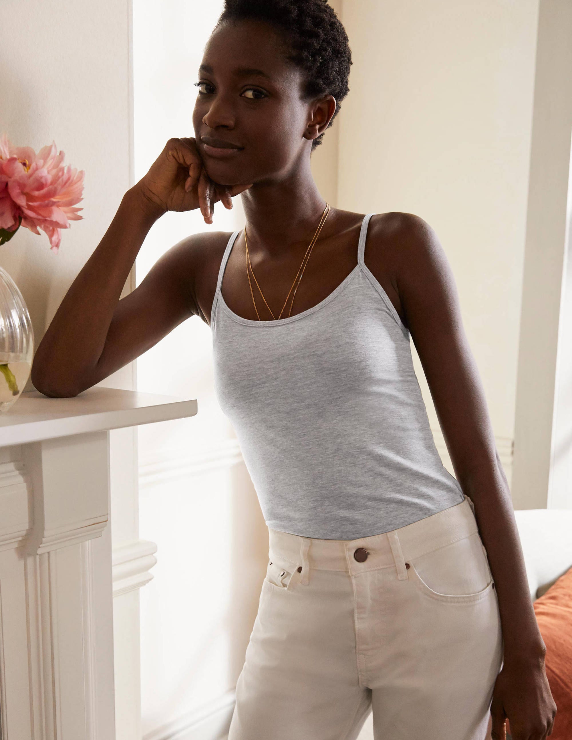 Schlichtes Camisole-Oberteil-Grau Meliert - Image 1