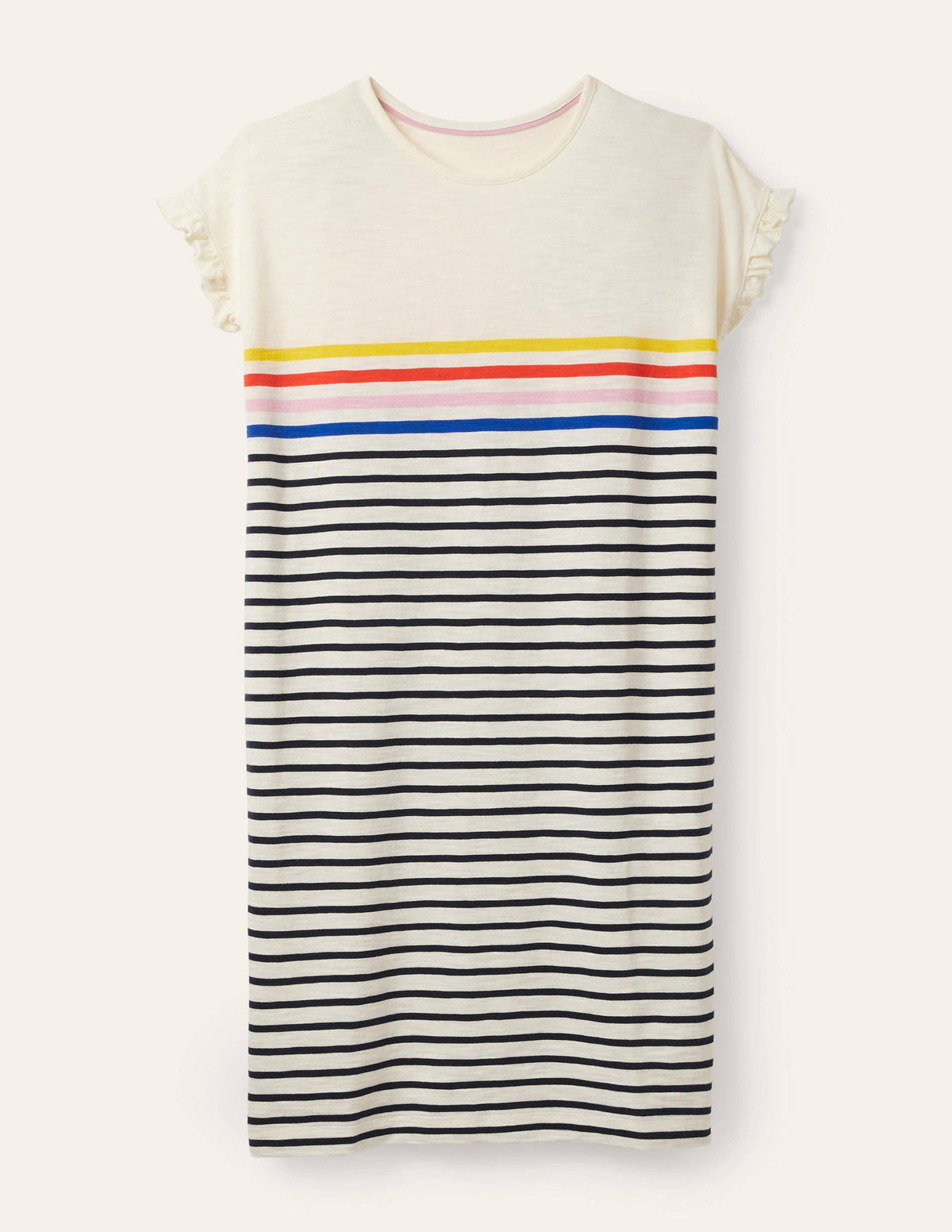Faye Jersey T-shirt Dress-Ivory, Multi Stripe - Image 5