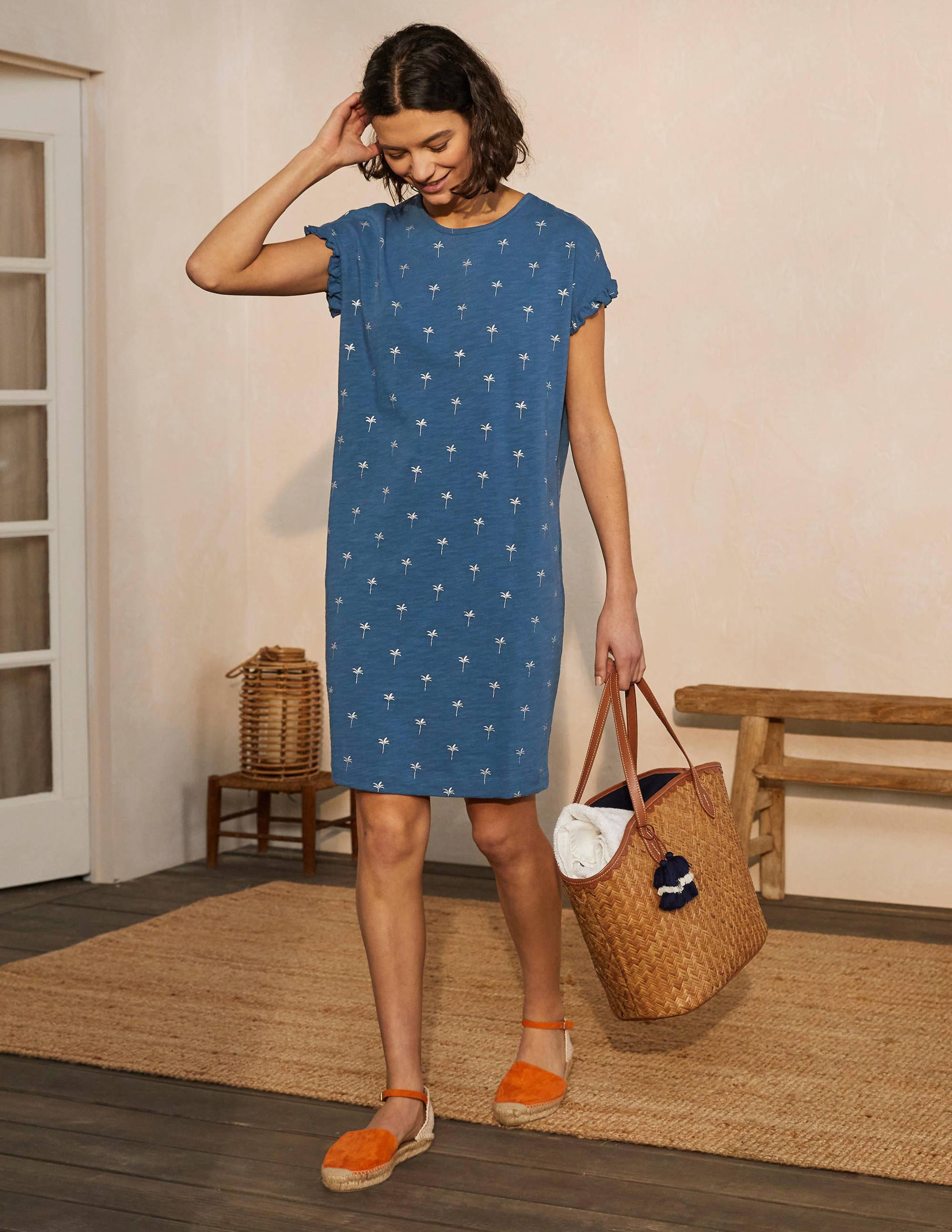 Robe T-shirt Faye en jersey-Bleu avion, motif Rainforest Stamp - Image 2