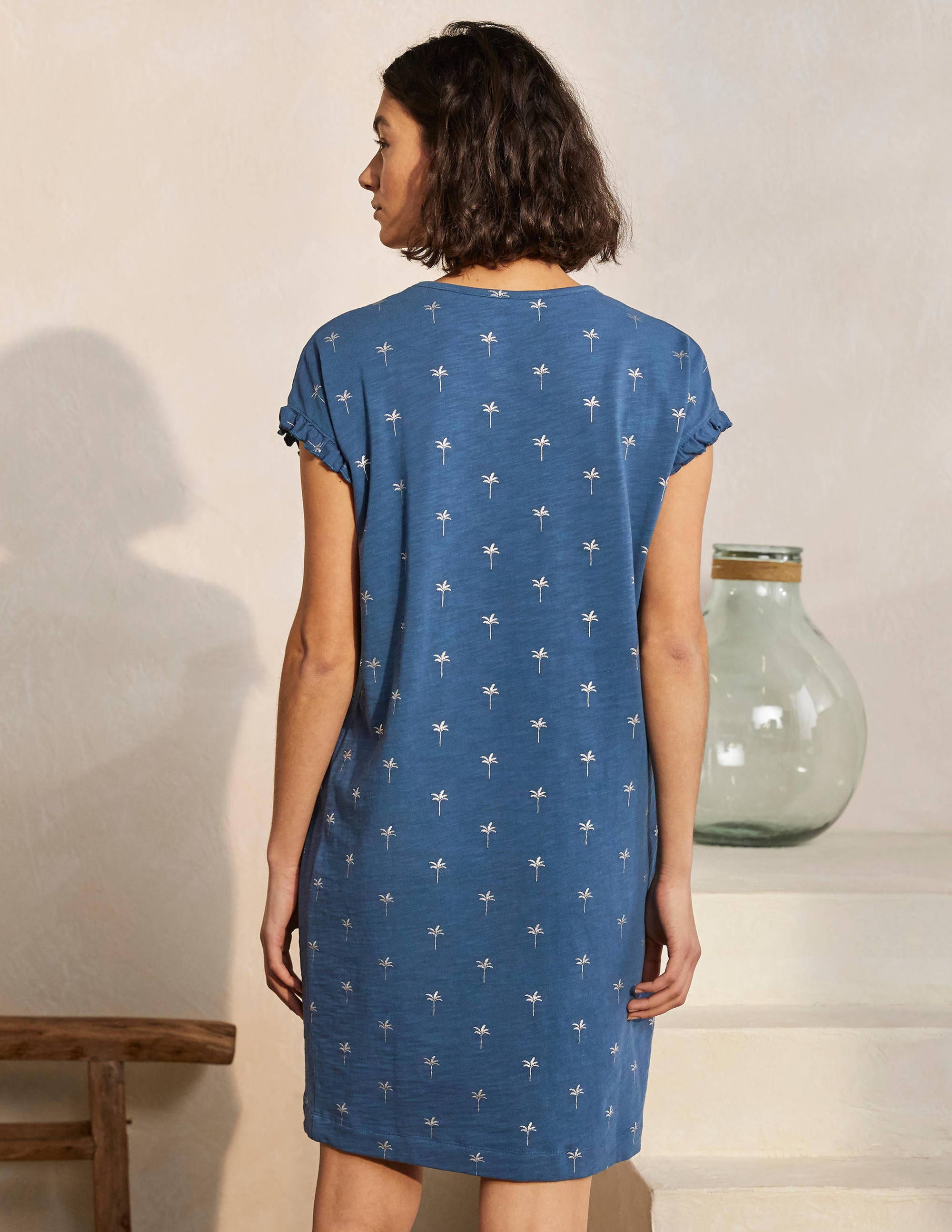 Robe T-shirt Faye en jersey-Bleu avion, motif Rainforest Stamp - Image 3