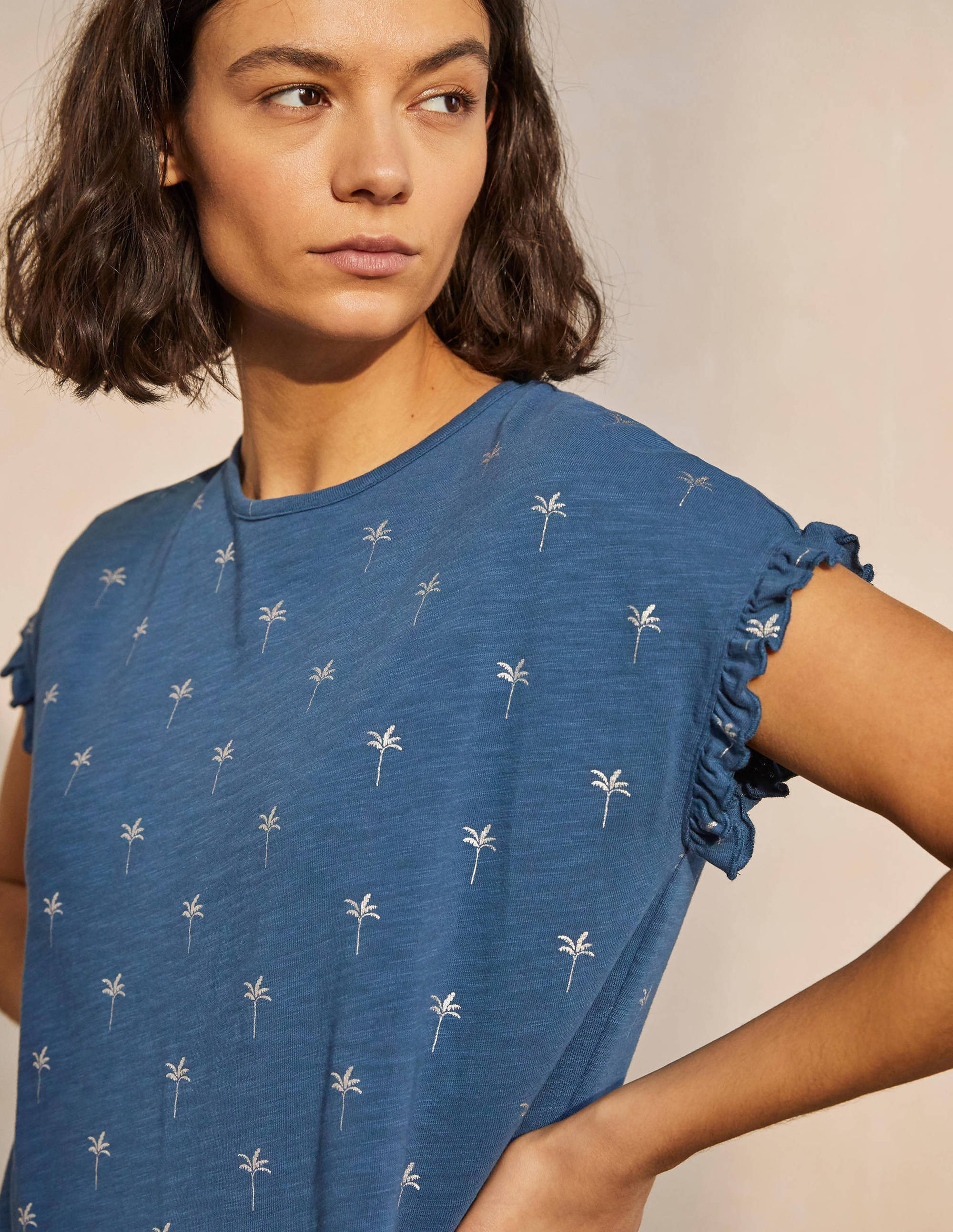 Robe T-shirt Faye en jersey-Bleu avion, motif Rainforest Stamp - Image 4