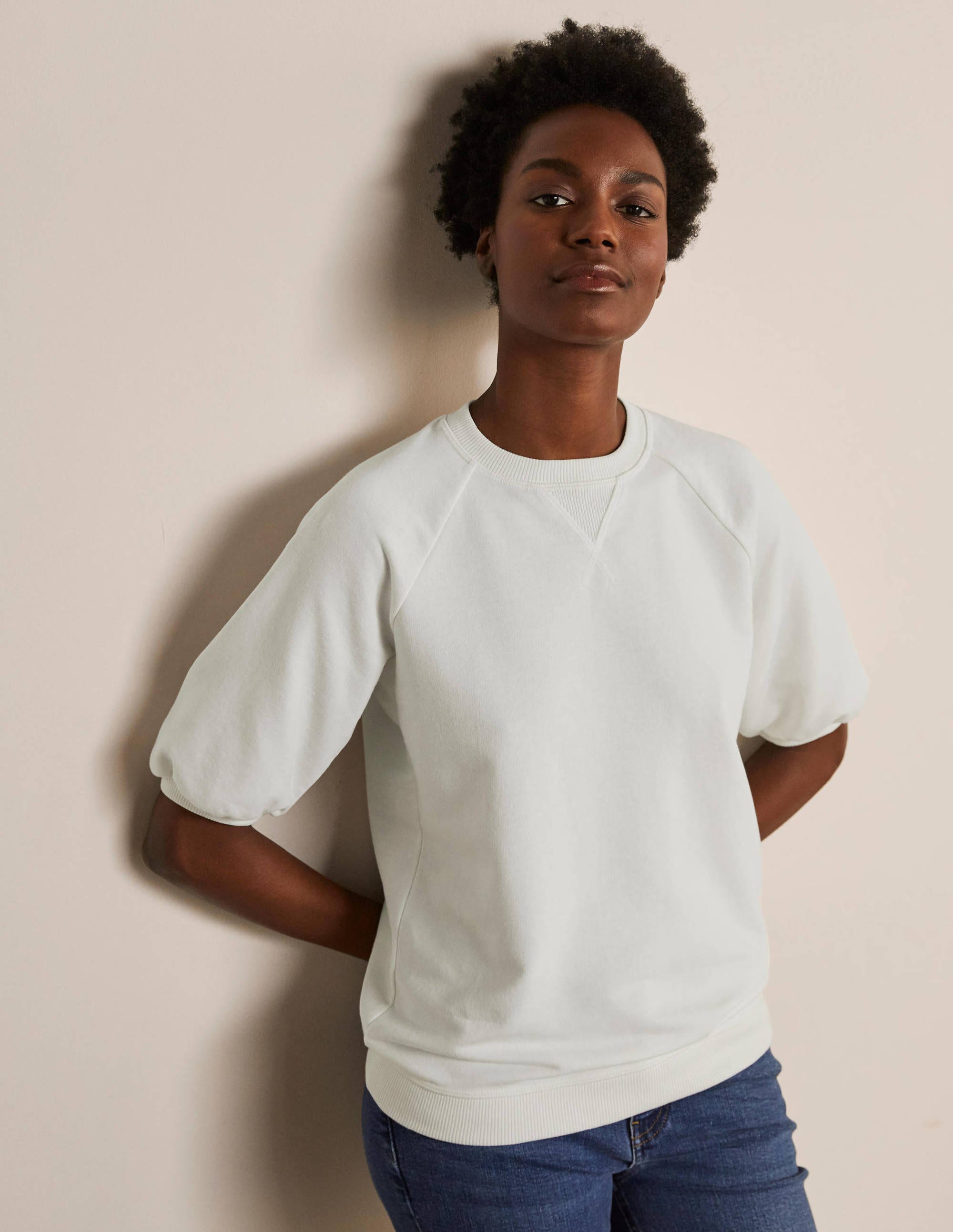 Sweatshirt mit kurzen Puffärmeln-Naturweiß - Image 2