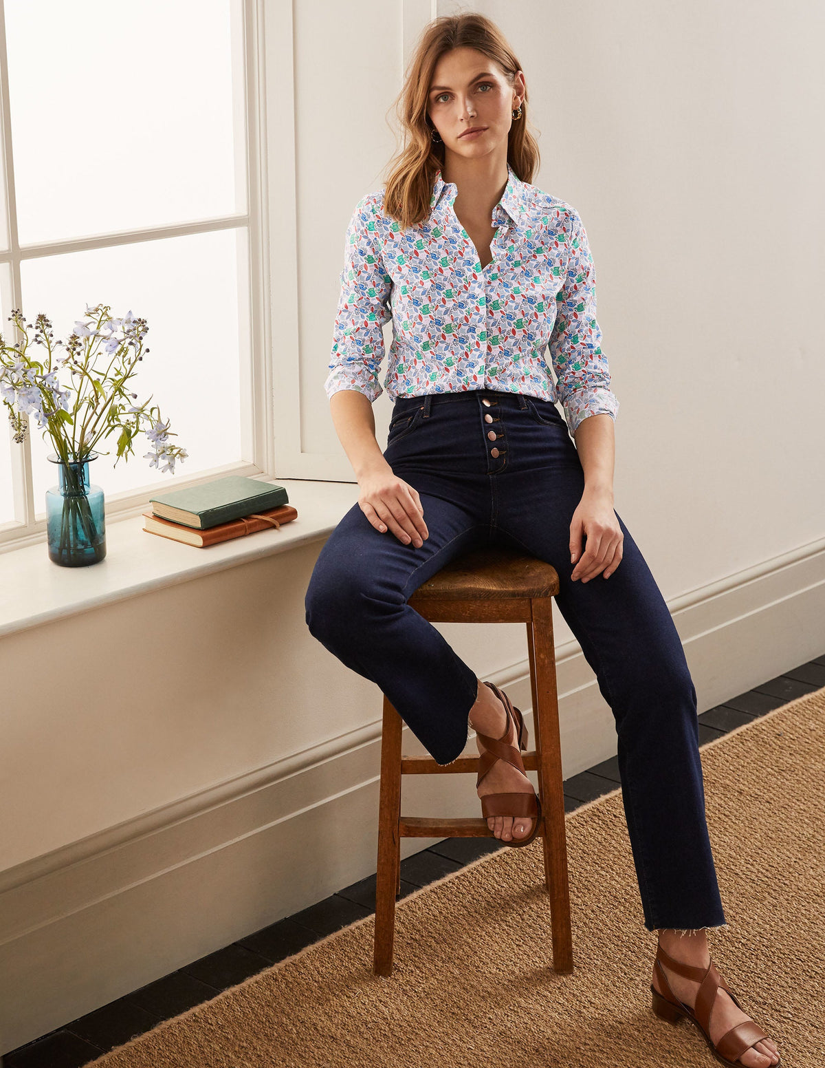 Modern Classic Shirt-Ivory, Meadow Flight - Image 1