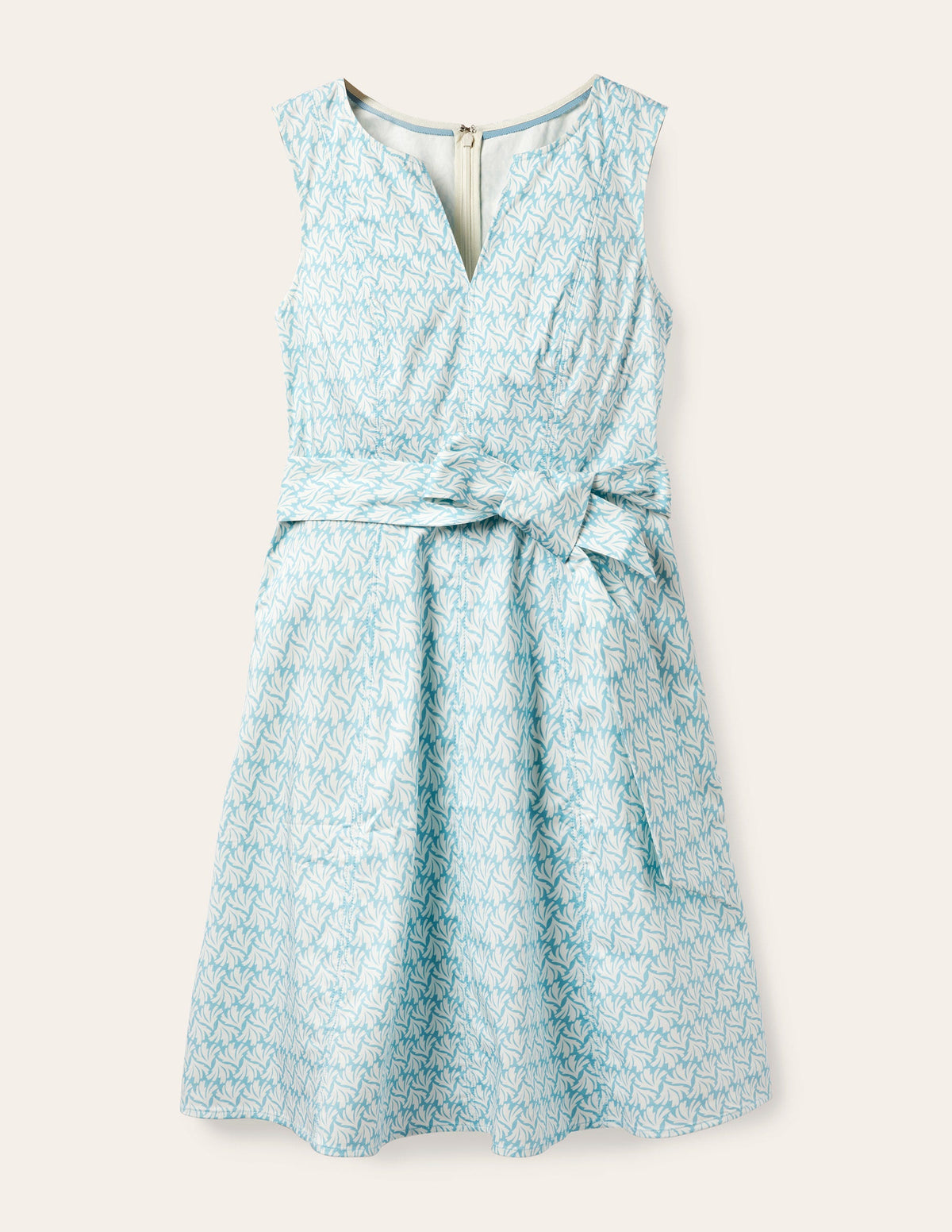 Mischa Kleid mit Gürtel-Meerblau, Schwingendes Korallenmuster-6