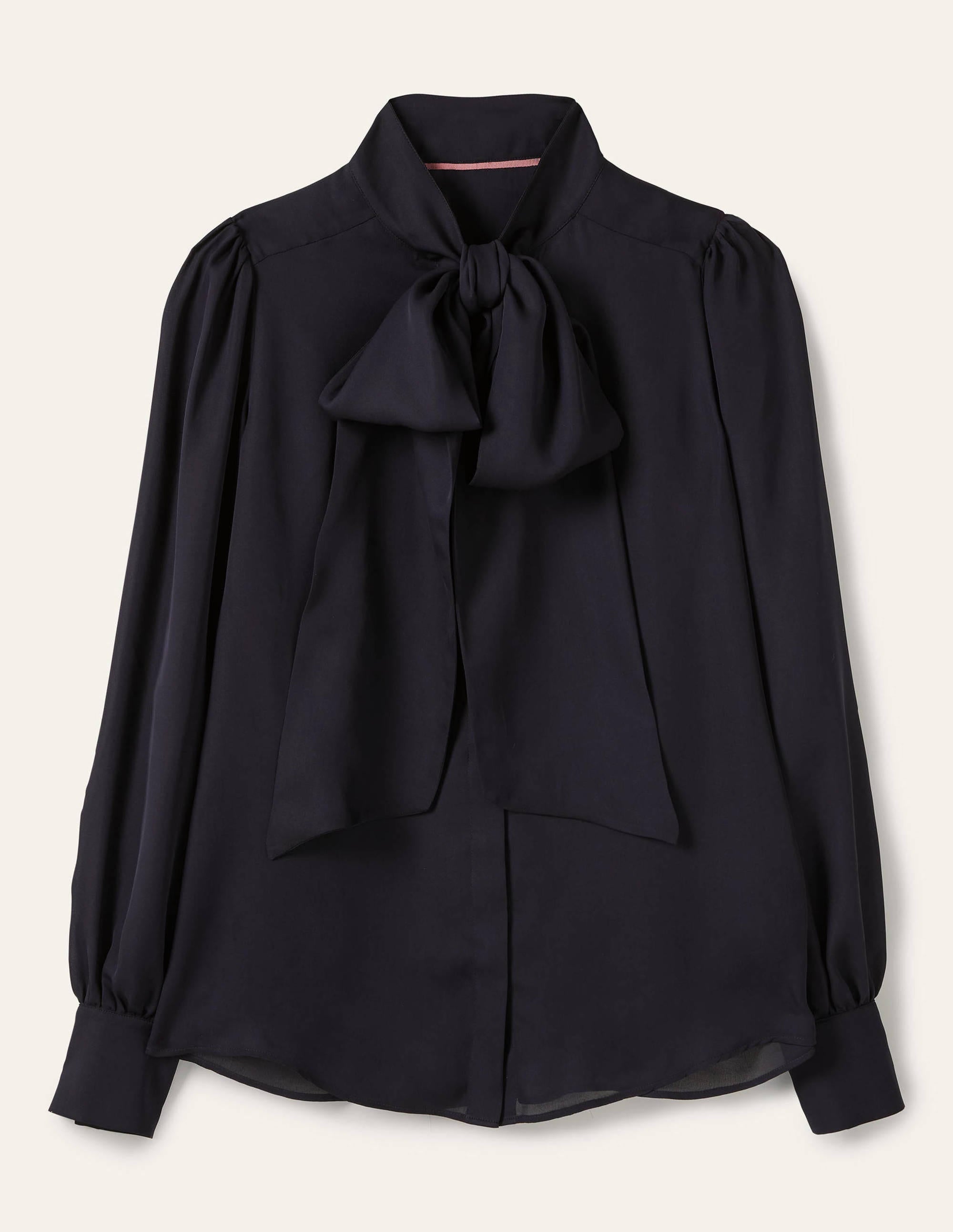 Blouse Rosaline en soie-Bleu marine - Image 5