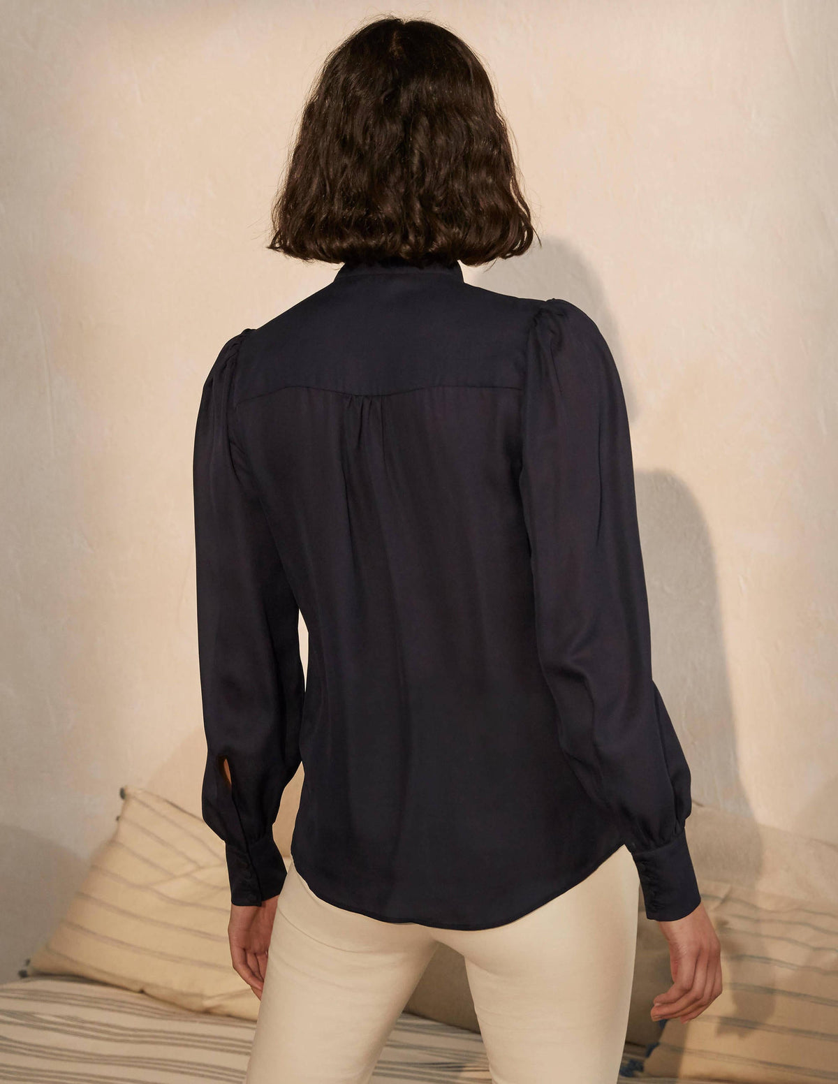 Blouse Rosaline en soie-Bleu marine-2