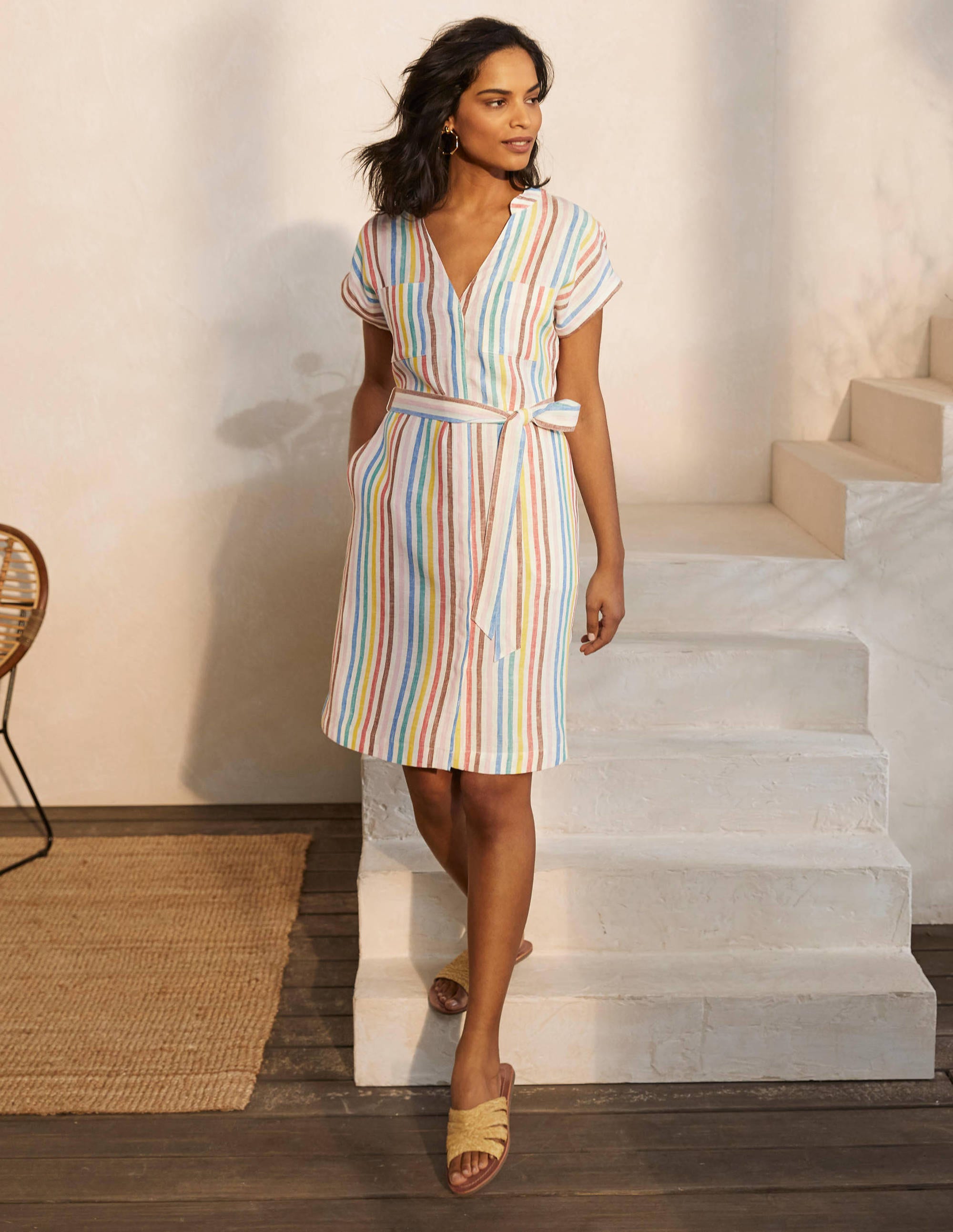 Evie Hemdblusenkleid aus Leinen-Bunt, Gestreift - Image 1
