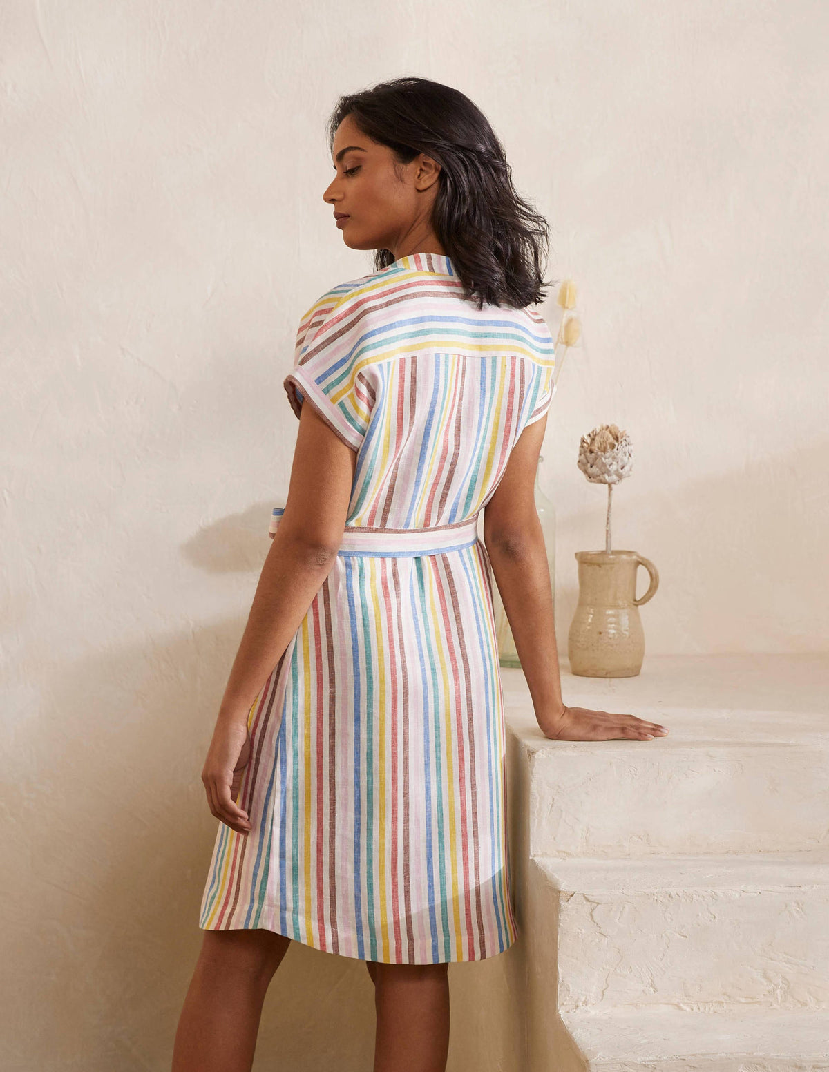 Evie Hemdblusenkleid aus Leinen-Bunt, Gestreift - Image 2