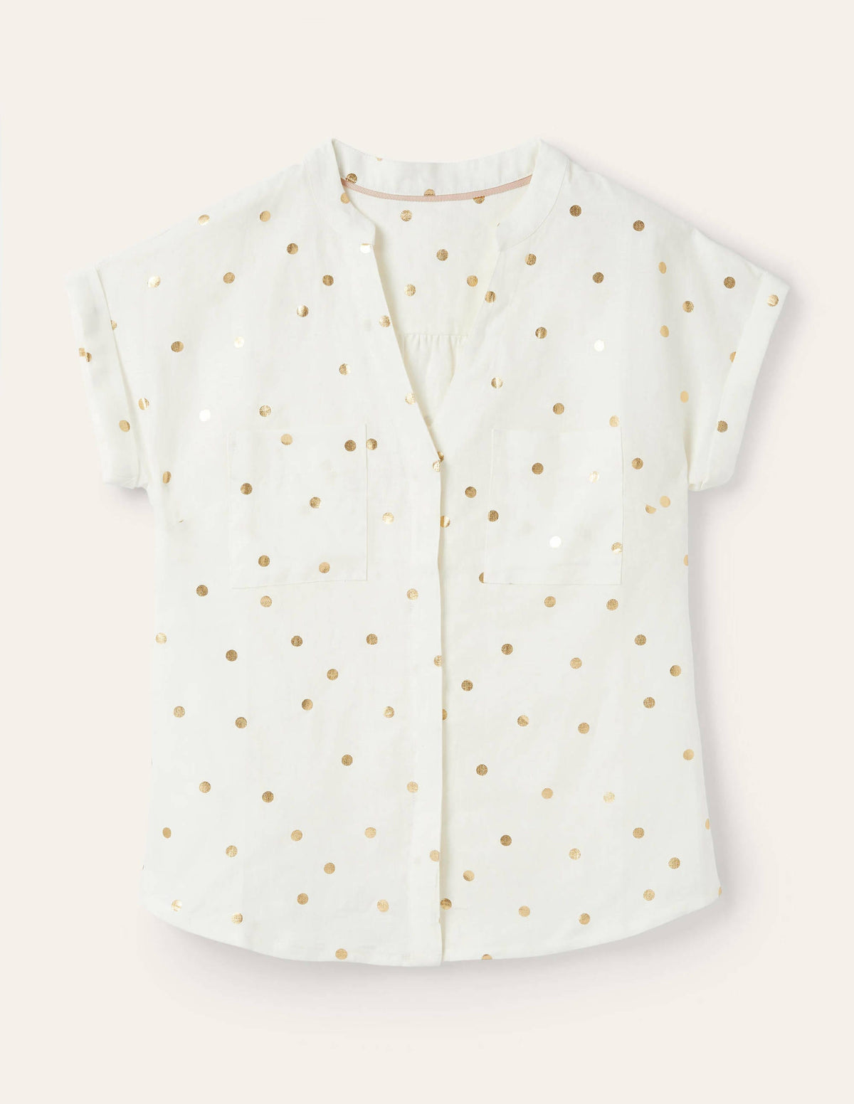 Evie Leinenhemd-Naturweiß, Polka-Tupfen-6