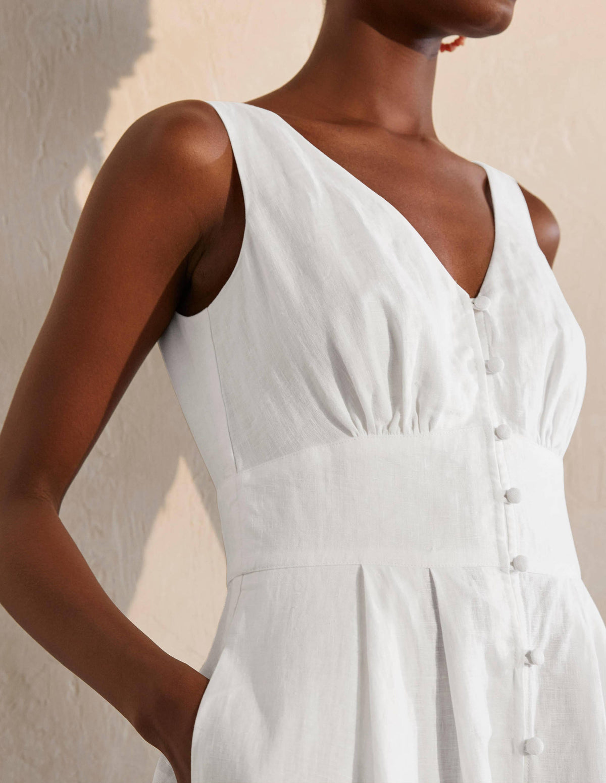 Jemima Midikleid aus Leinen-Weiß - Image 3