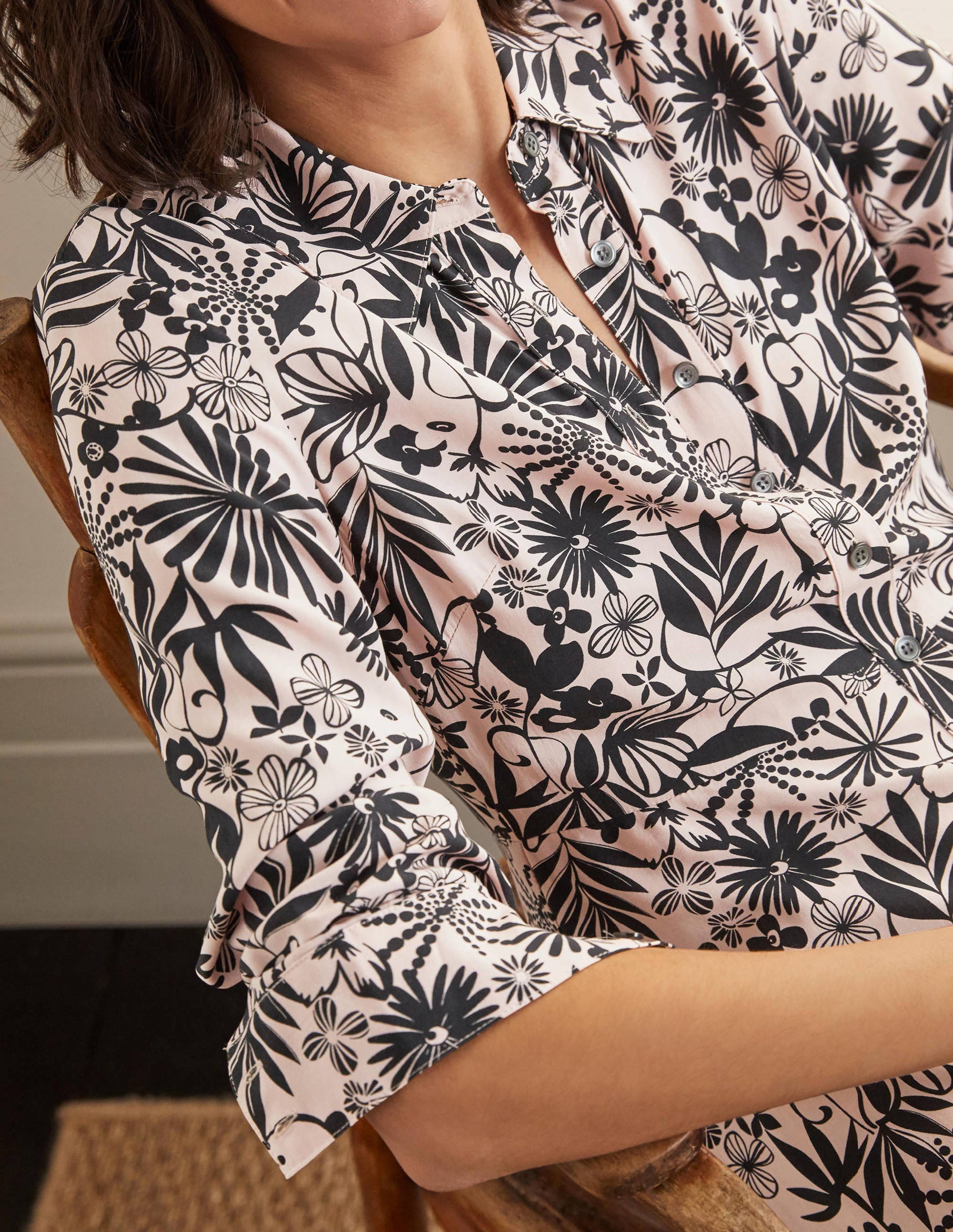 Cecile Midi-Hemdblusenkleid-Milchshake, Zauberhafte Blumen - Image 3