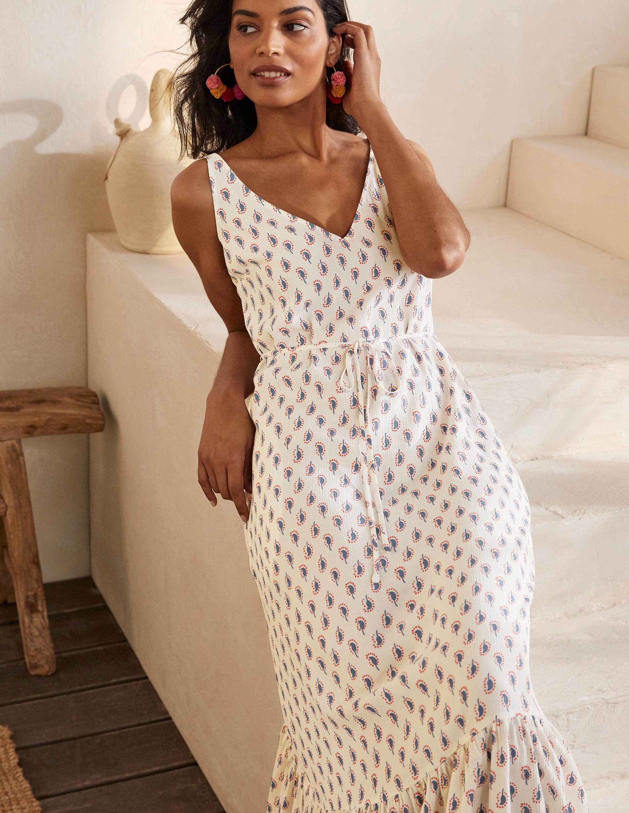 Alicia Maxi Dress-Ivory, Paisley Stamp - Image 2