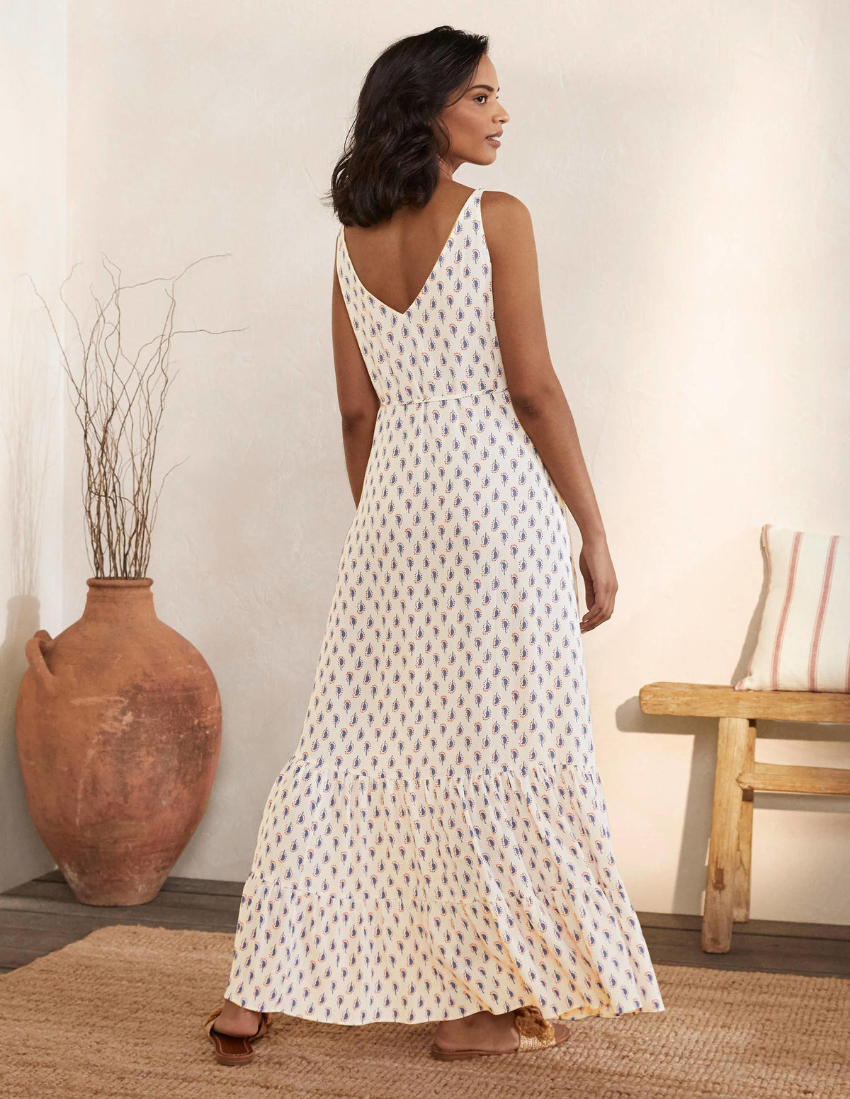 Alicia Maxi Dress-Ivory, Paisley Stamp - Image 3