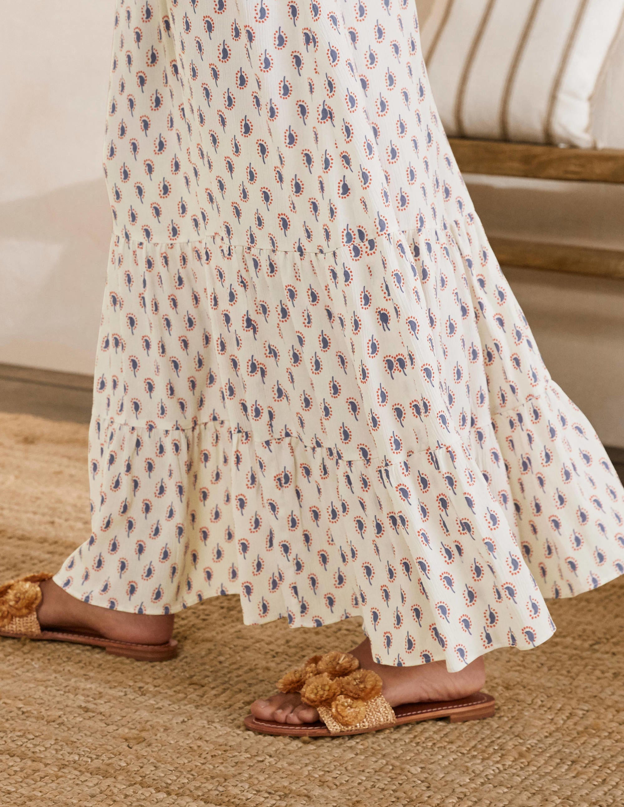 Alicia Maxi Dress-Ivory, Paisley Stamp - Image 4