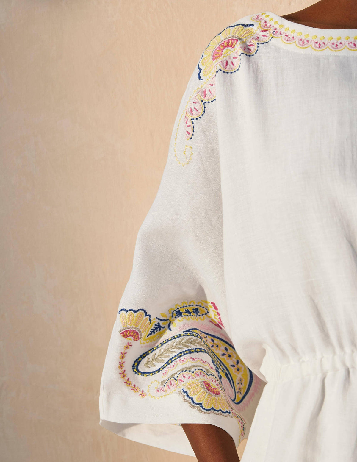Briana Leinenkleid mit Stickerei-Weiß - Image 3