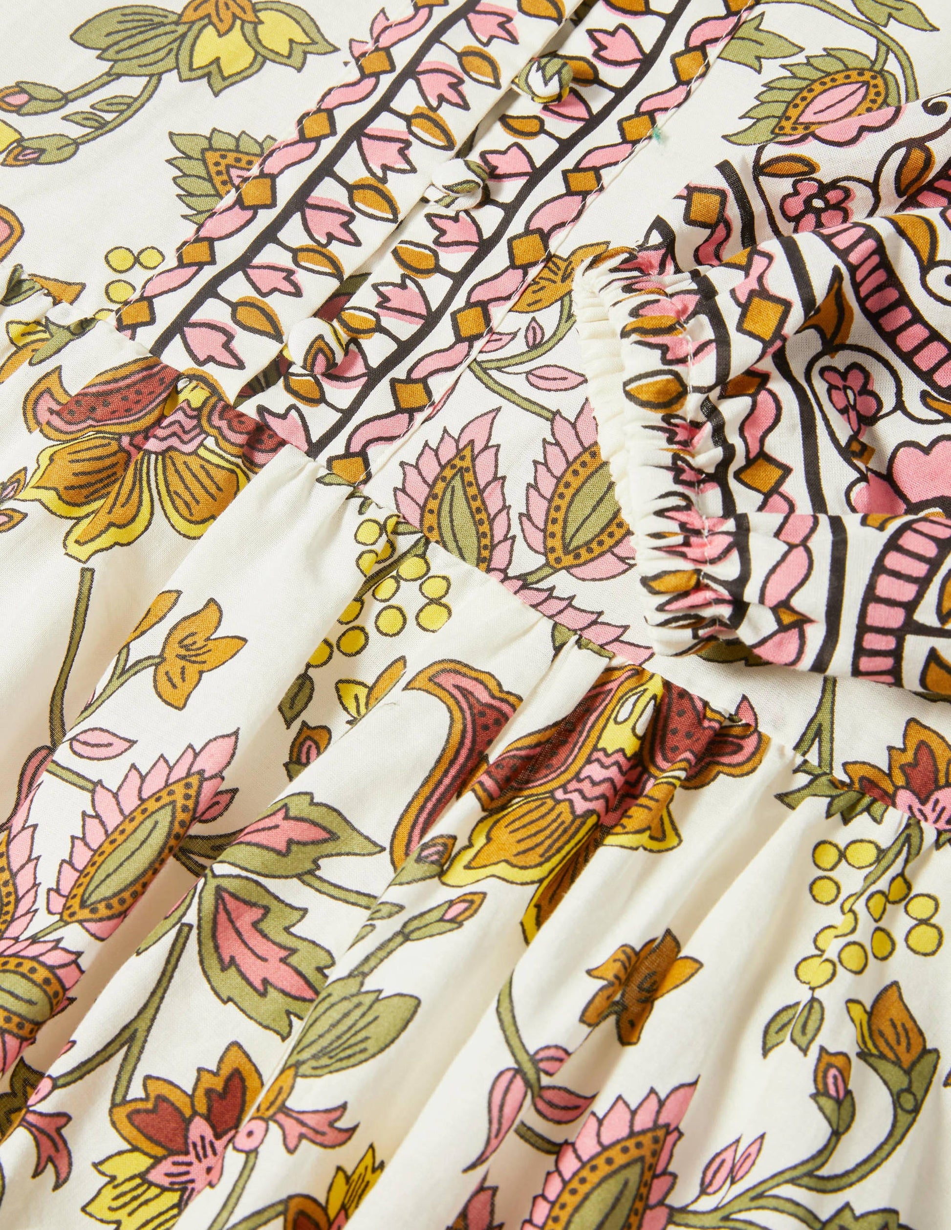 Notch Neck Cotton Maxi Dress-Ivory, Summer Chintz-6