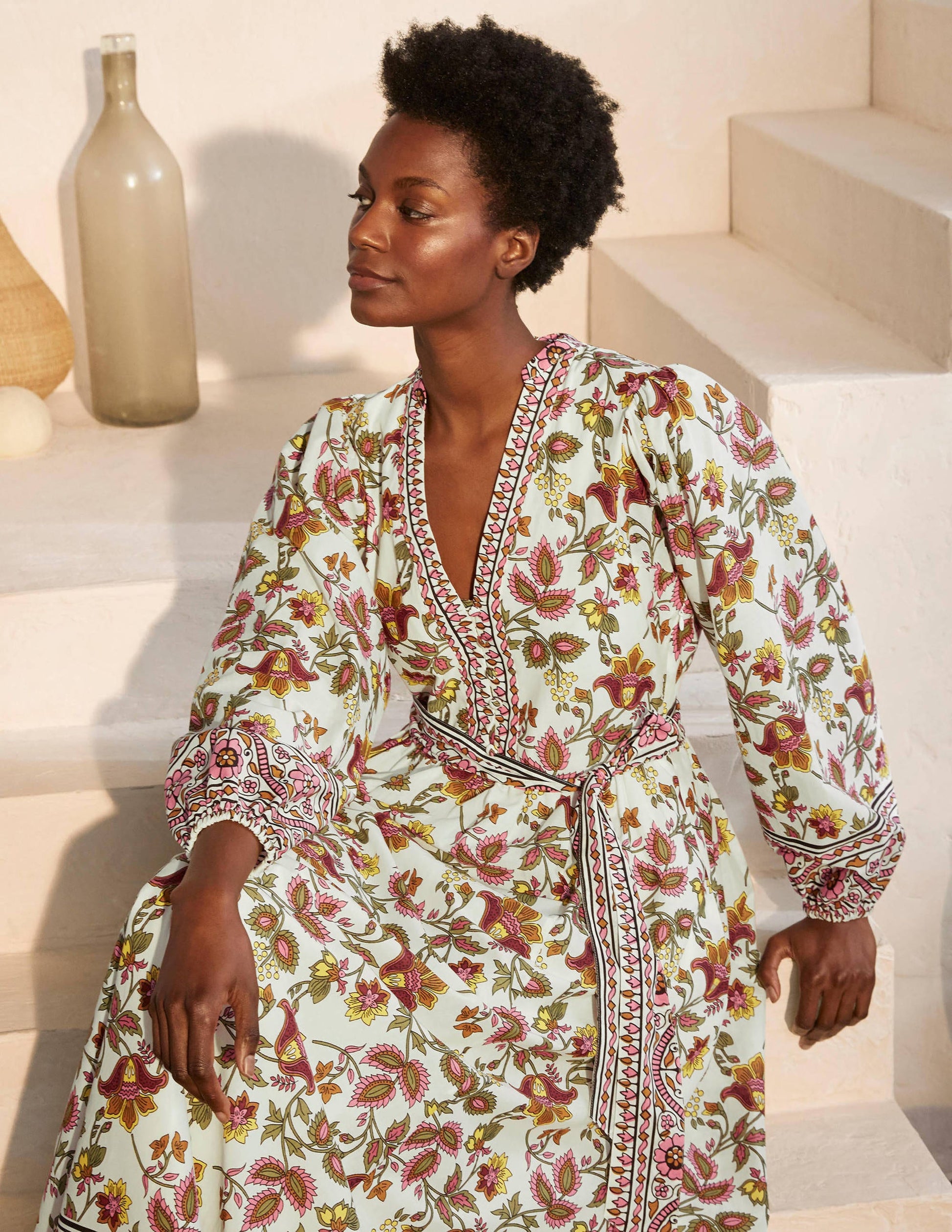 Notch Neck Cotton Maxi Dress-Ivory, Summer Chintz-1