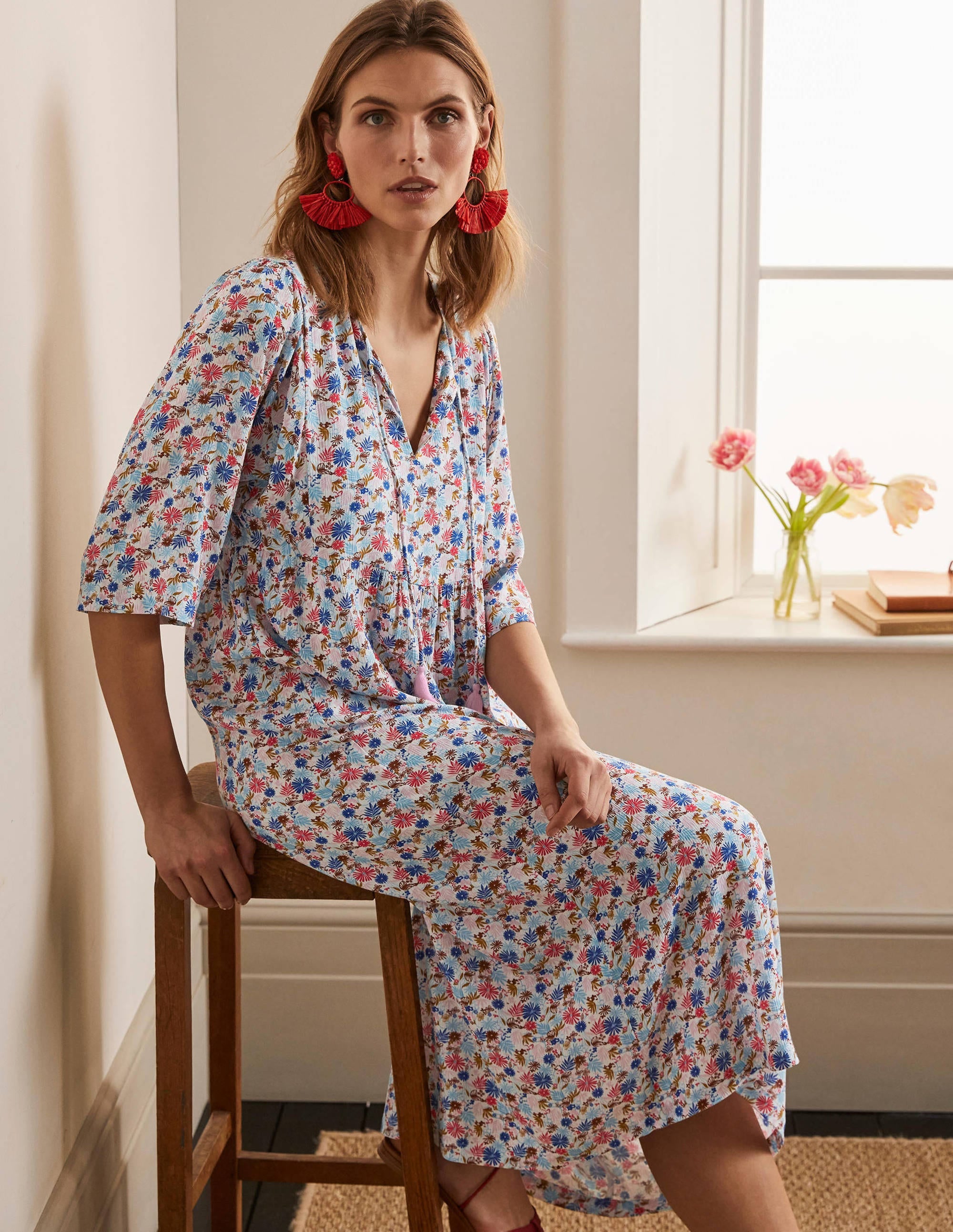 Empire-Kleid mit Nackenband-Naturweiß, Zauberhafte Blumen - Image 5