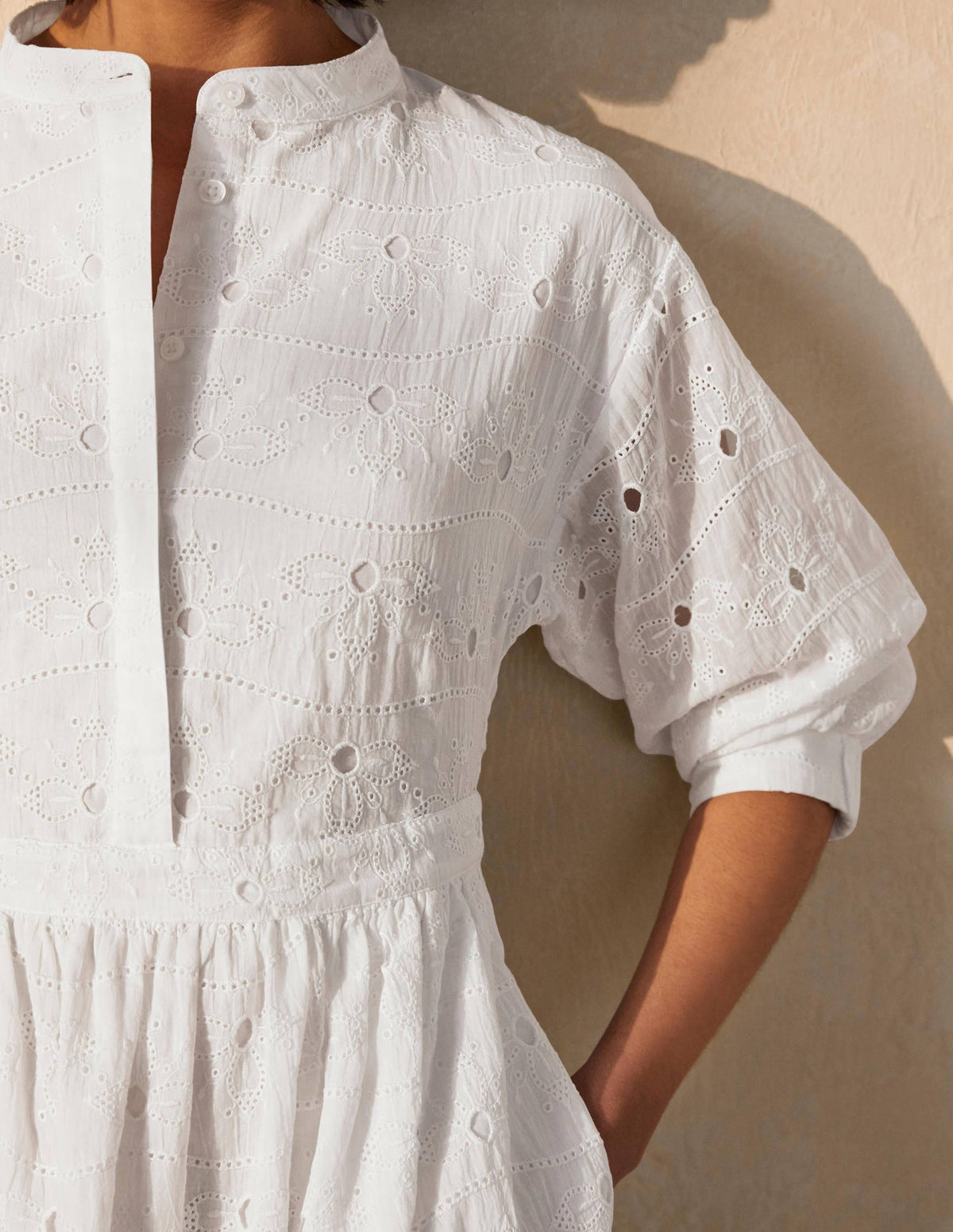 Robe en coton et broderie anglaise-Blanc-3