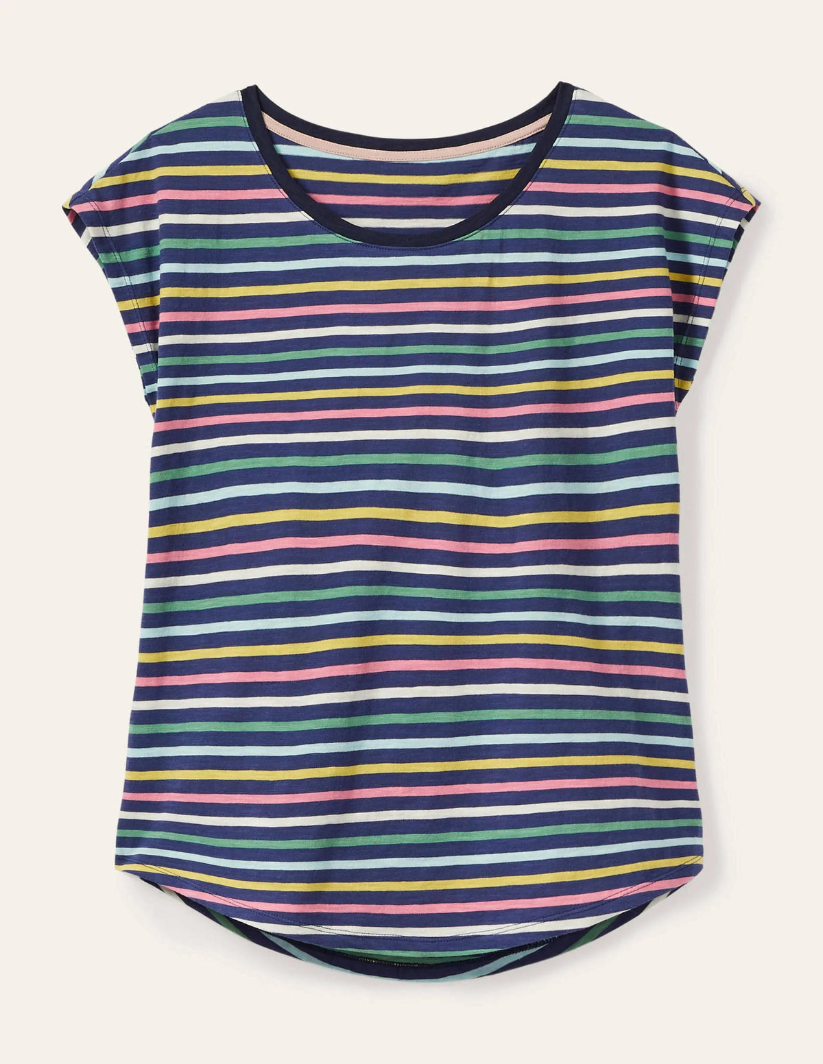 Robyn Jersey-T-Shirt-Bunt, Pastell-Marinestreifen - Image 1