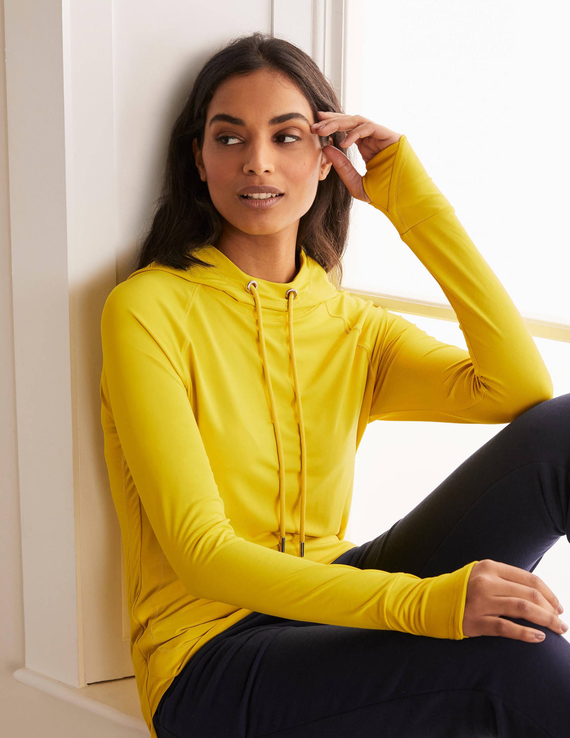 Leah Sportlicher Kapuzenpullover-Schwefelgelb - Image 1