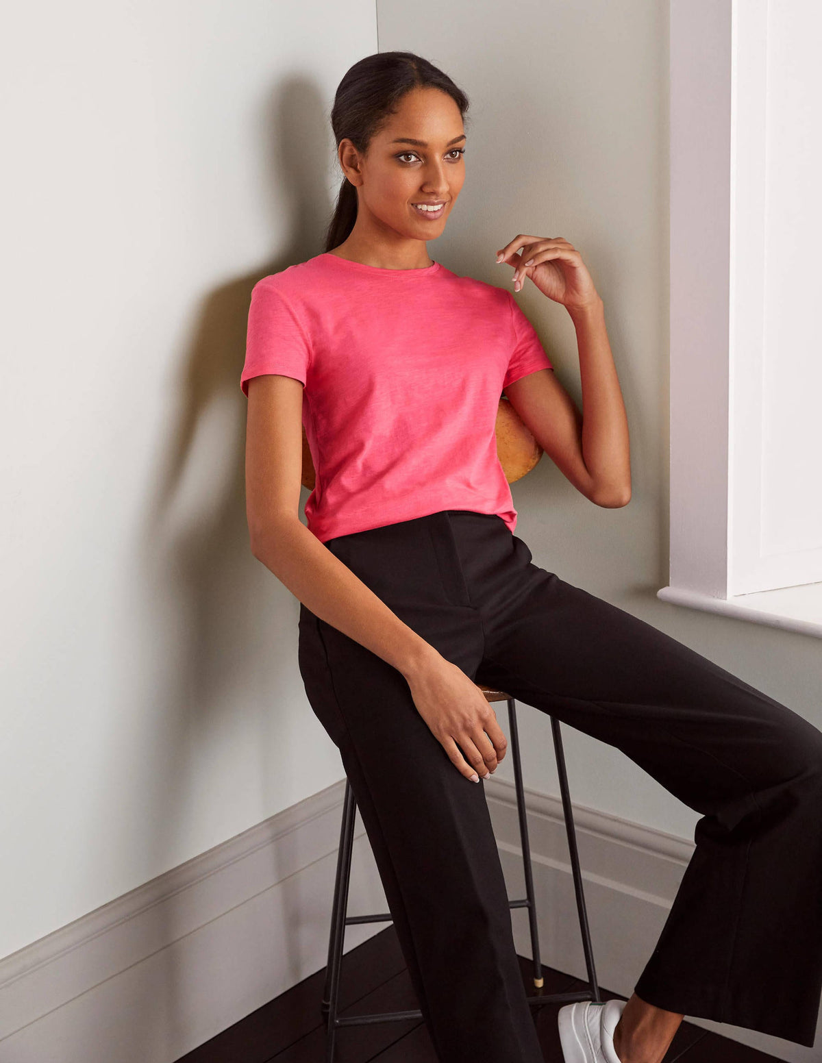 Das Boyfriend-T-Shirt aus Baumwolle-Bonbonrosa - Image 1