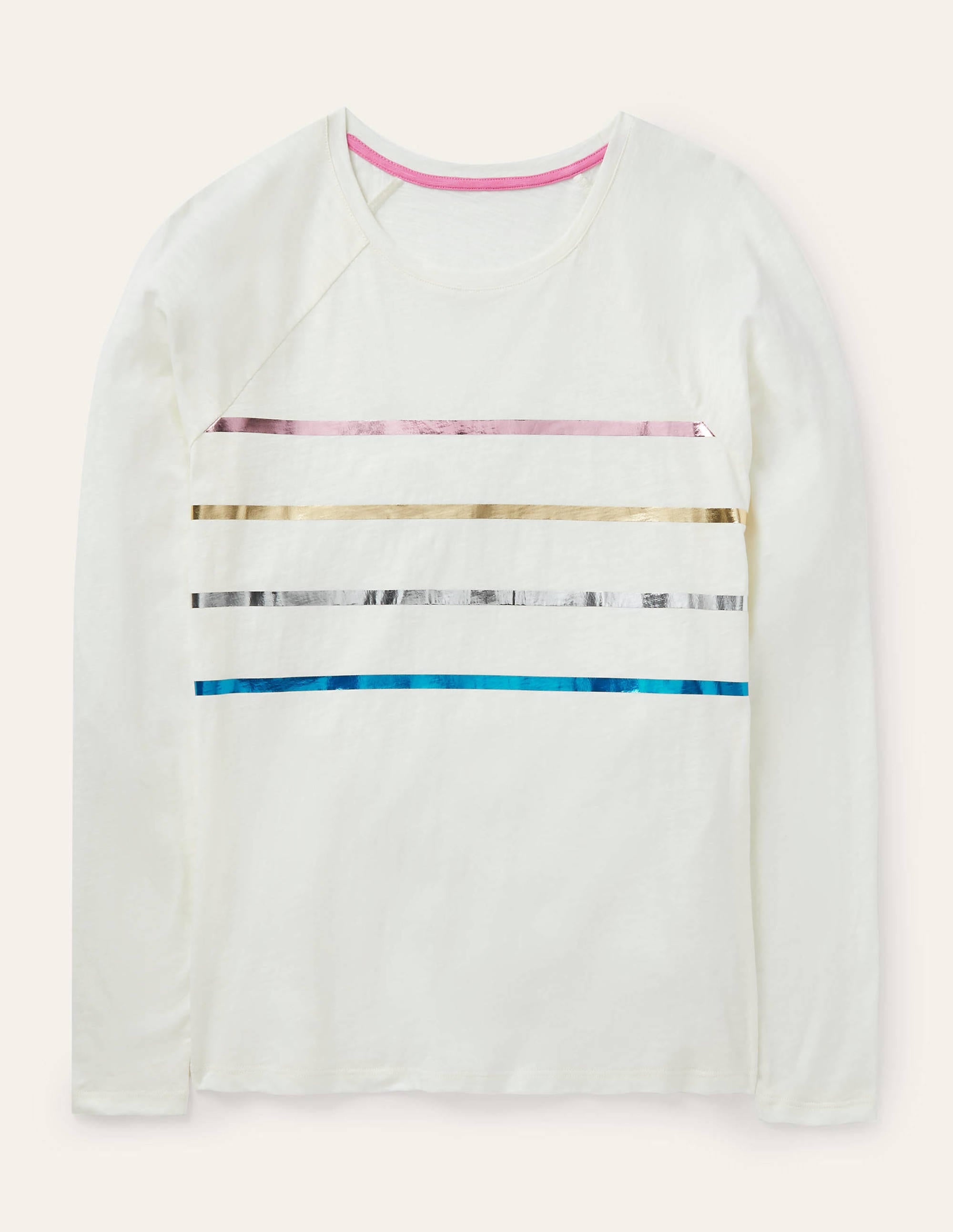 Lorna Baseball Jersey Top-Ivory, Foil Placement Stripe - Image 5