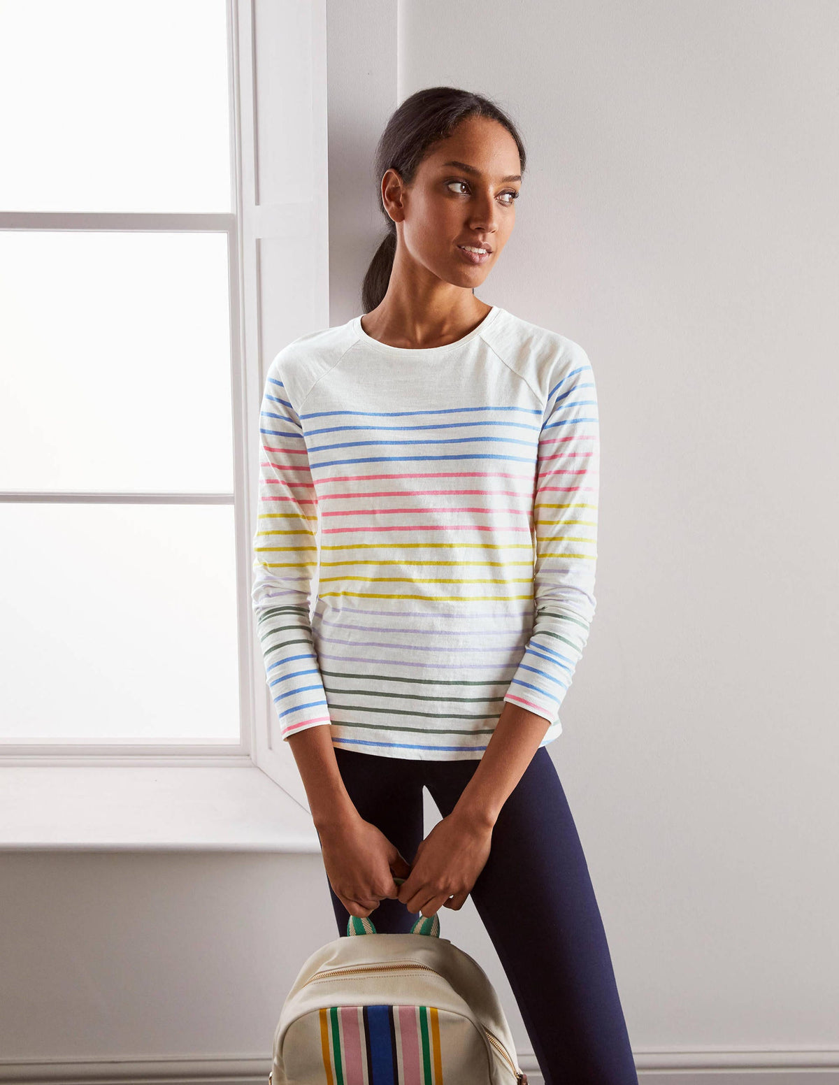 T-shirt de baseball Lorna en jersey-Rayé multi arc-en-ciel - Image 1