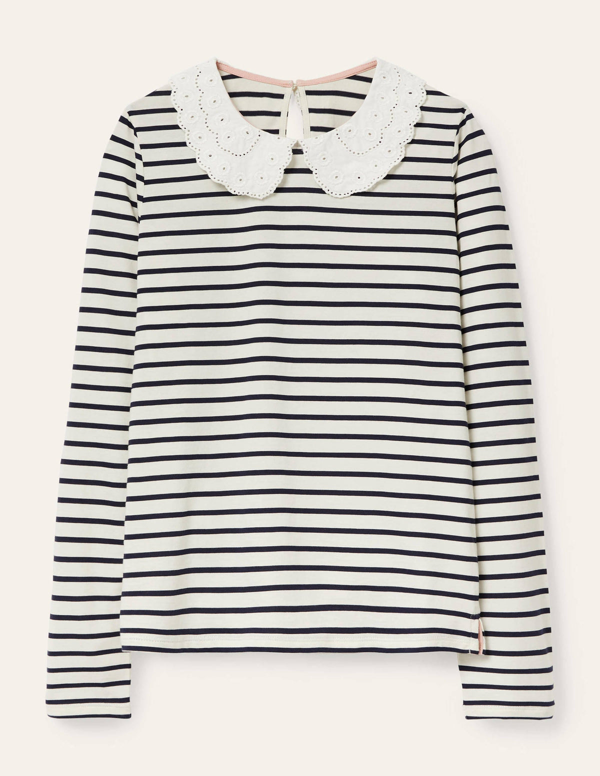 Kathleen Jerseyoberteil-Naturweiß/Navy-5