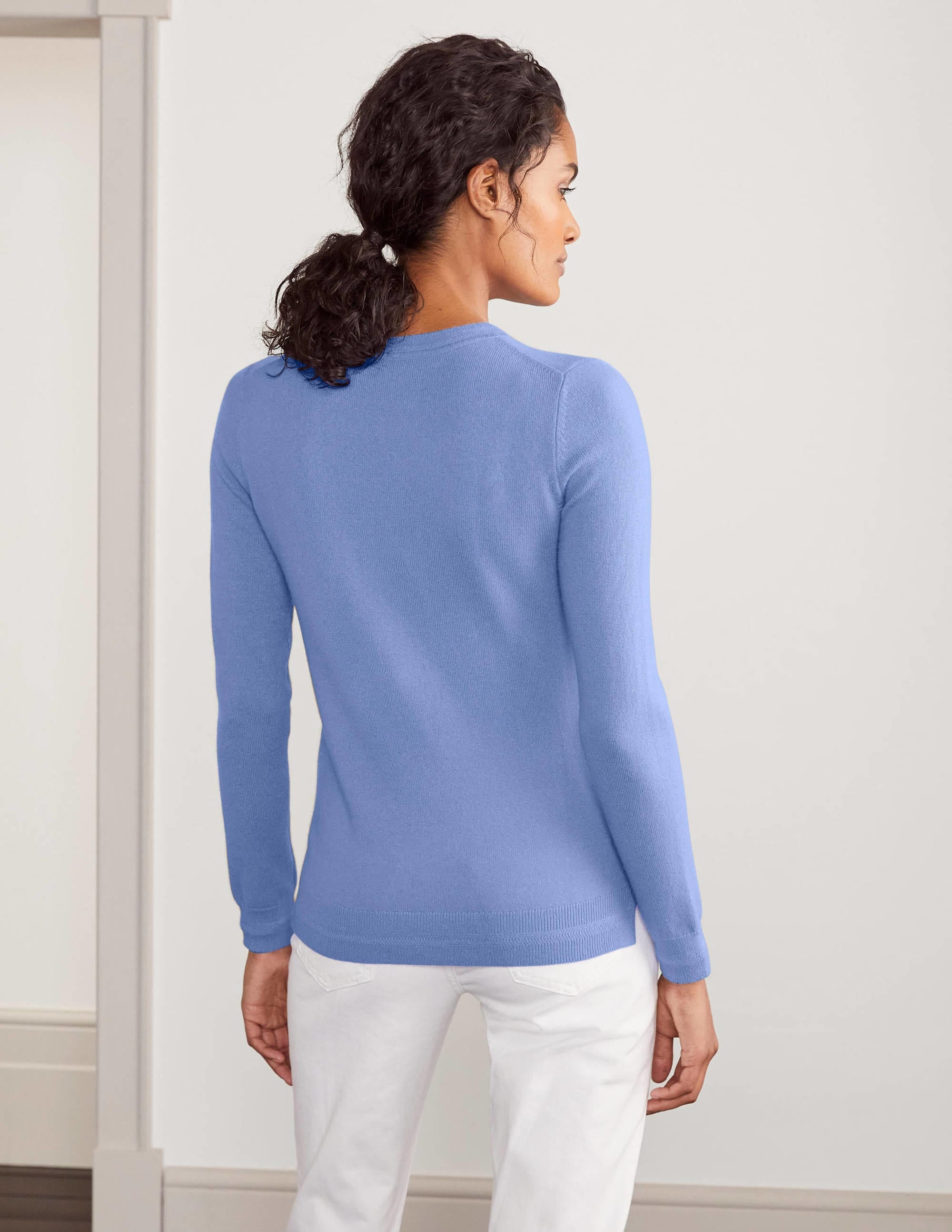 Kaschmirpullover mit Rundhalsausschnitt-Golfblau - Image 3