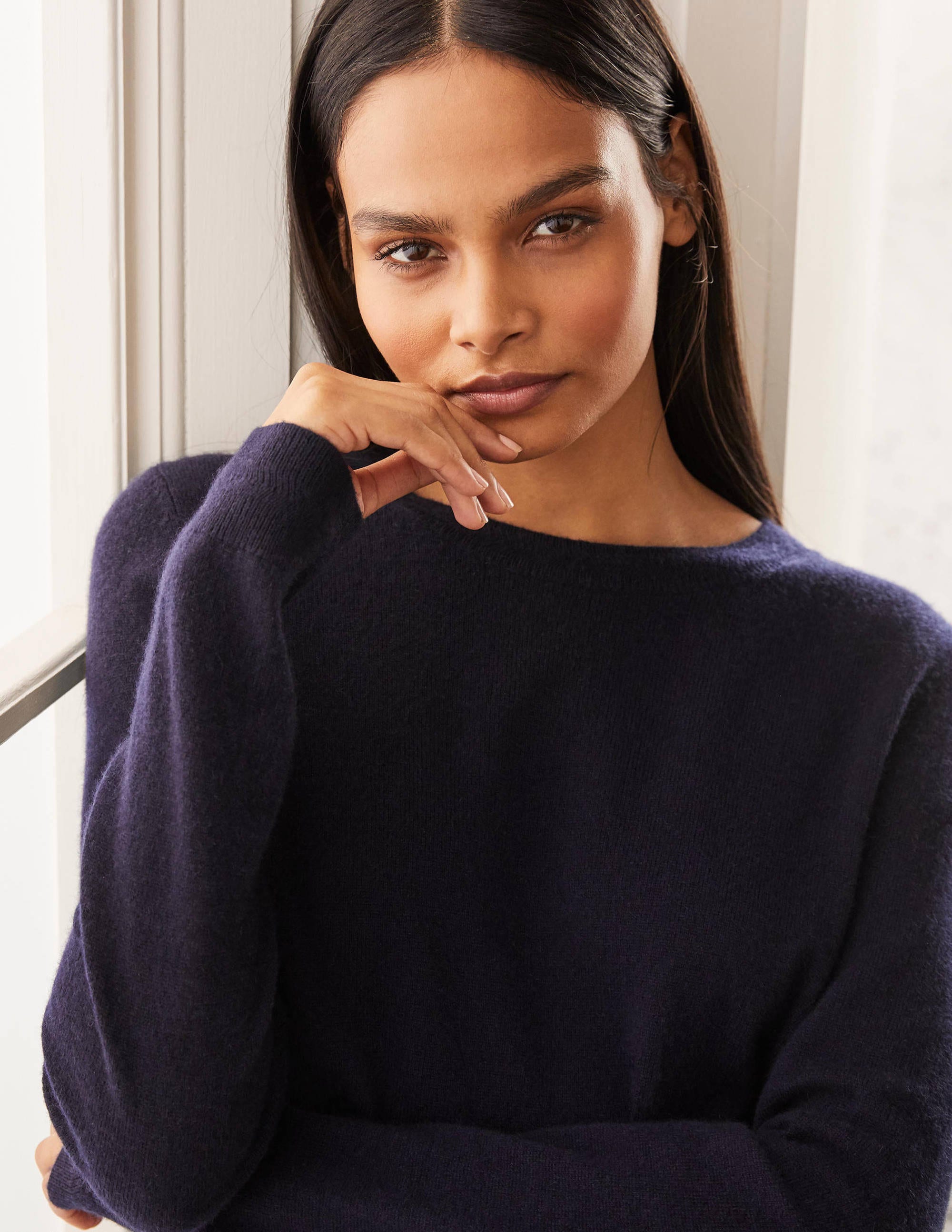Kaschmirpullover mit Rundhalsausschnitt-Marineblau - Image 4