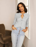 Abercorn Cardigan mit Muschelsaum-Grau Melange