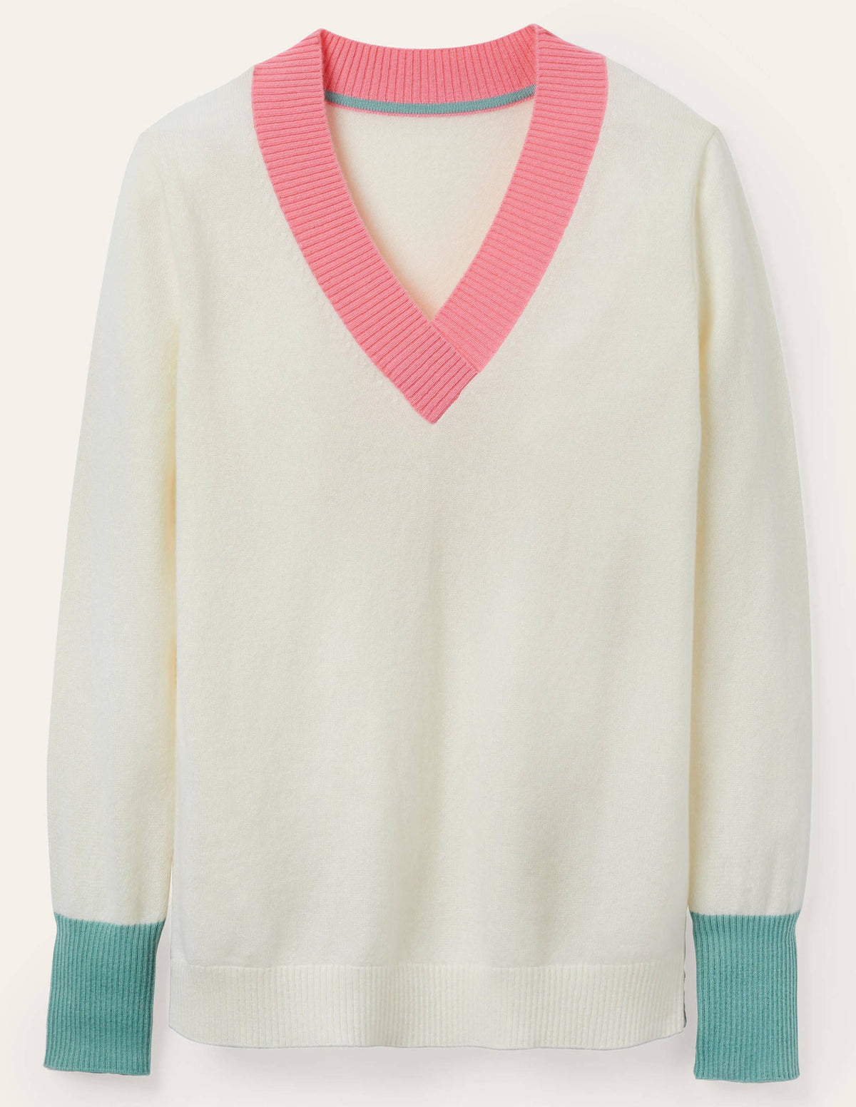 Pull col V Oakley en cachemire-Colourblock ivoire - Image 5
