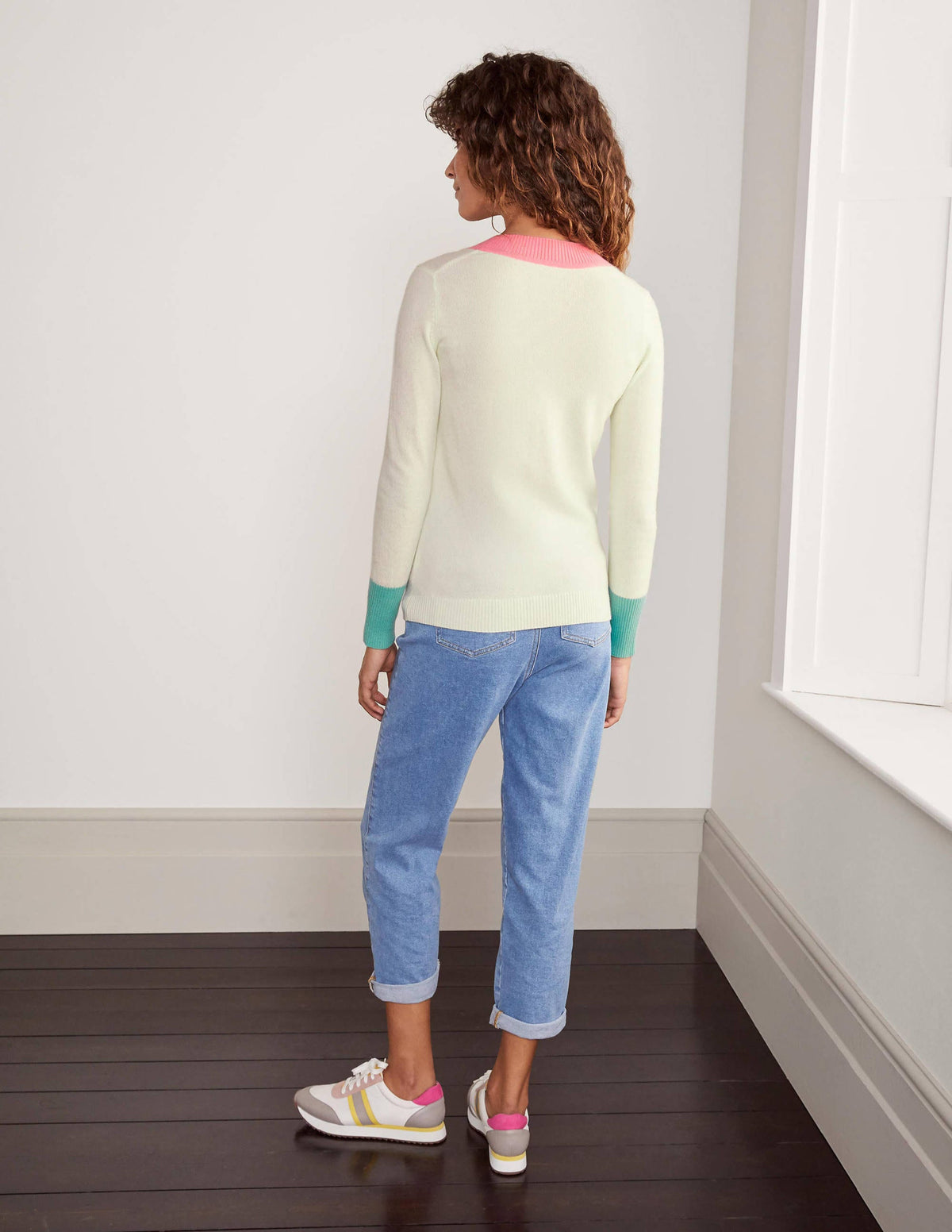 Pull col V Oakley en cachemire-Colourblock ivoire - Image 3