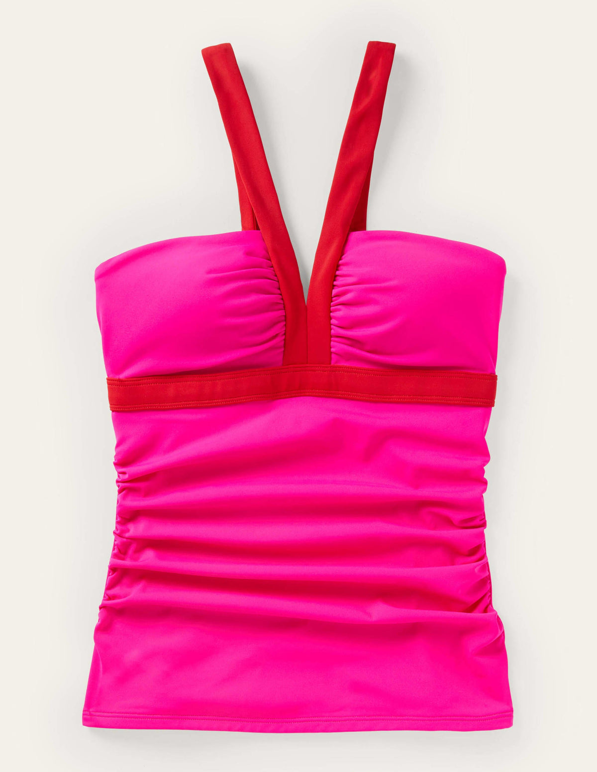 Corsica V-neck Tankini Top-Neon Pink Colourblock - Image 6