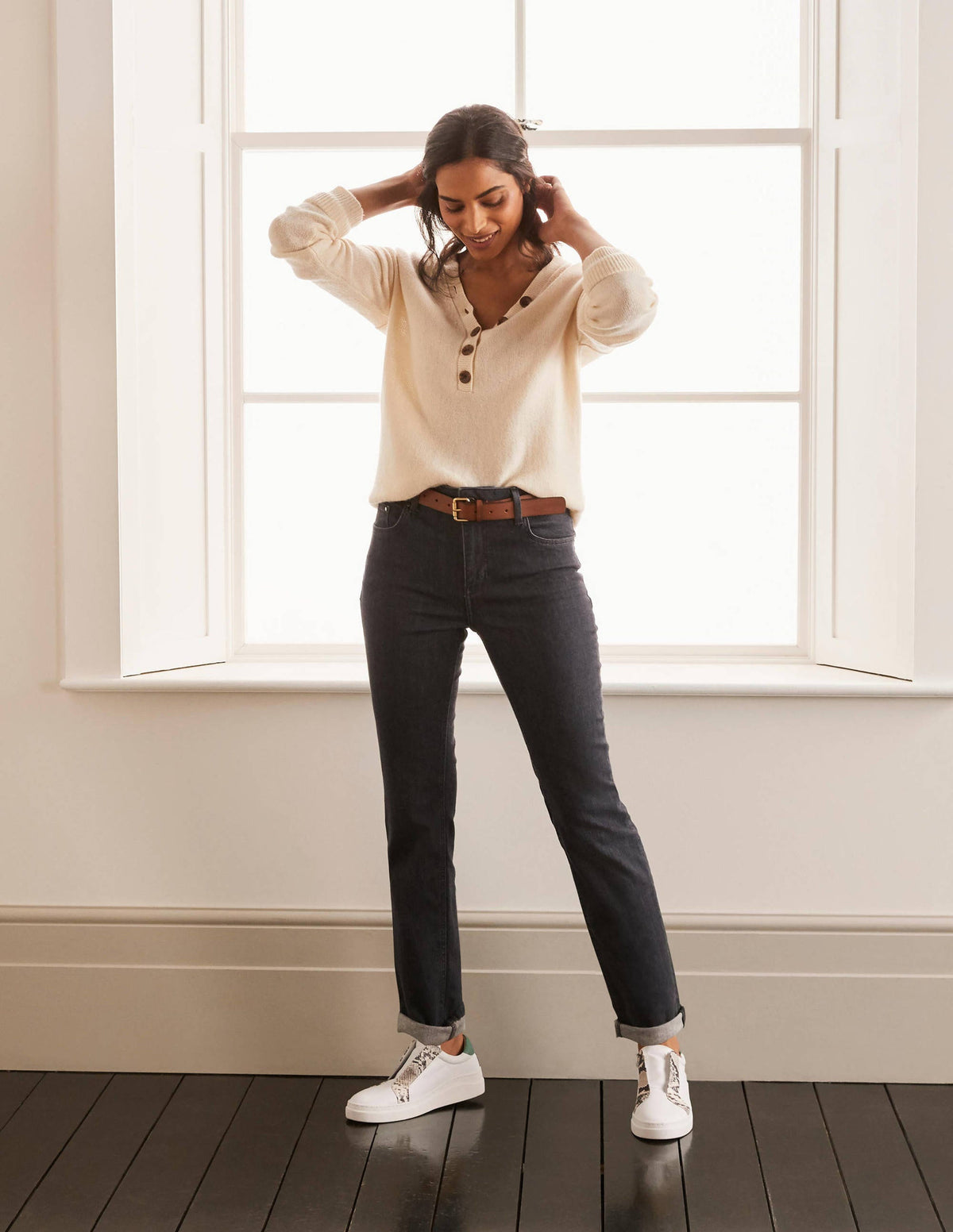 Schmale Jeans mit geradem Bein-Grau - Image 4