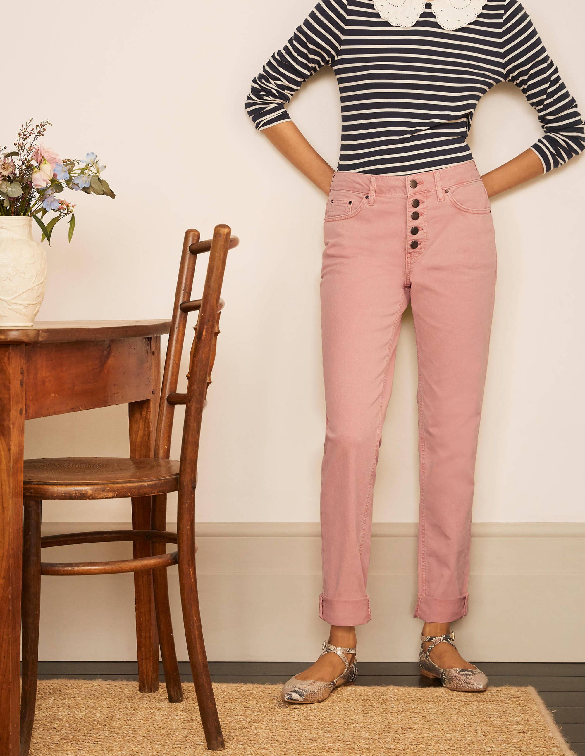 Girlfriend-Jeans-Rosa, Helle Waschung - Image 1
