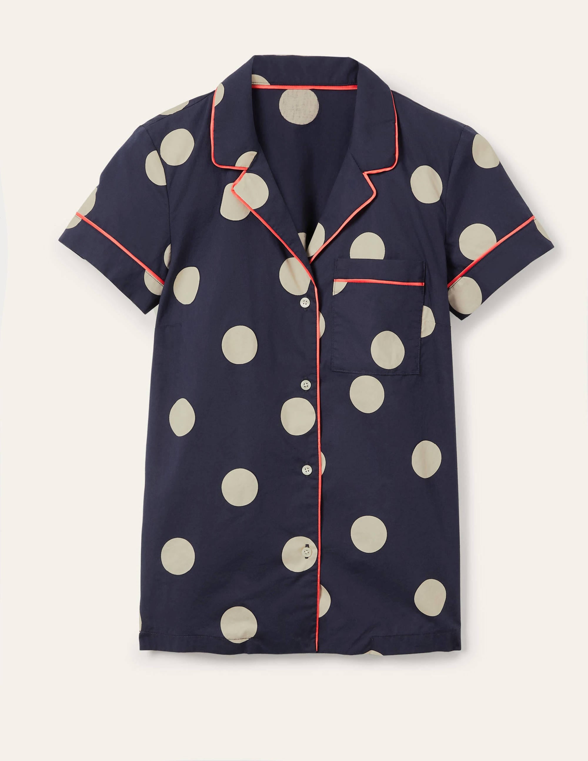 Phoebe Pyjamaoberteil-Französisch Blau, Regelmäßige Tupfen - Image 5