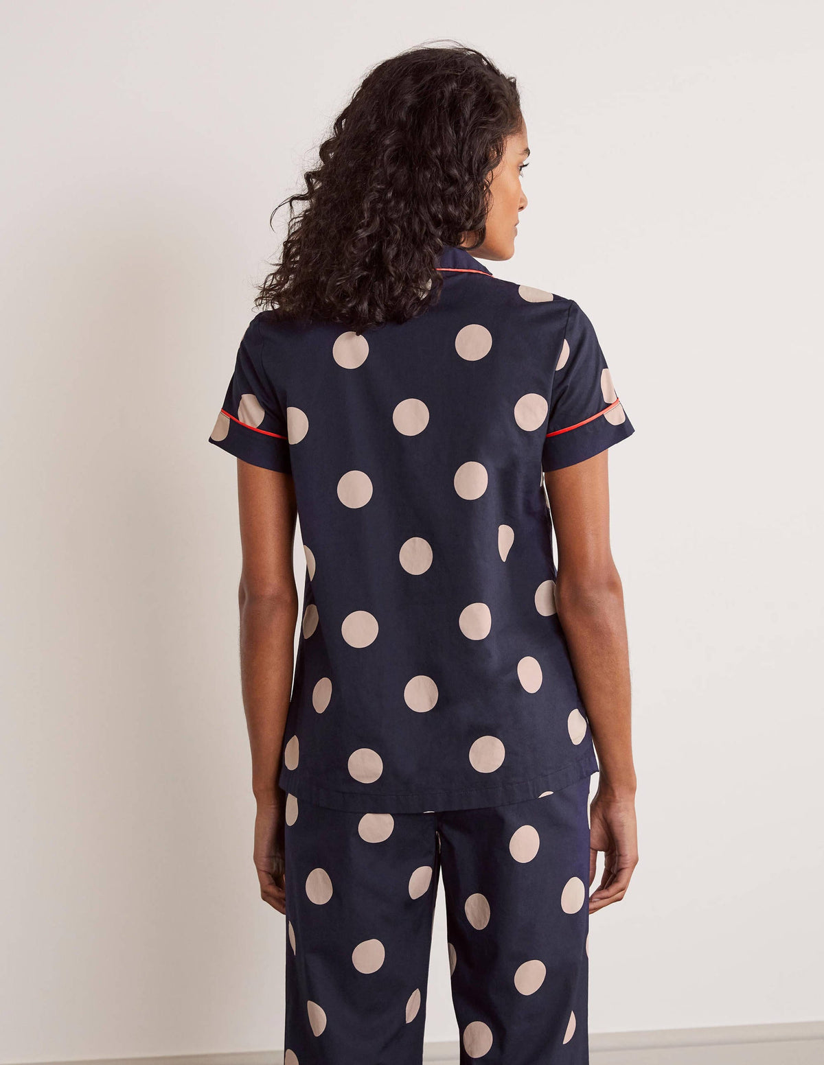 Phoebe Pyjamaoberteil-Französisch Blau, Regelmäßige Tupfen - Image 3