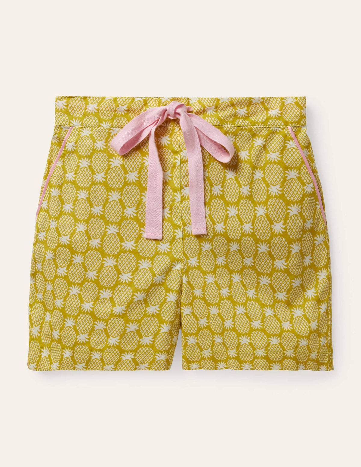 Phoebe Pyjamashorts-Schwefelgelb, Geometrisches Ananasmuster-5