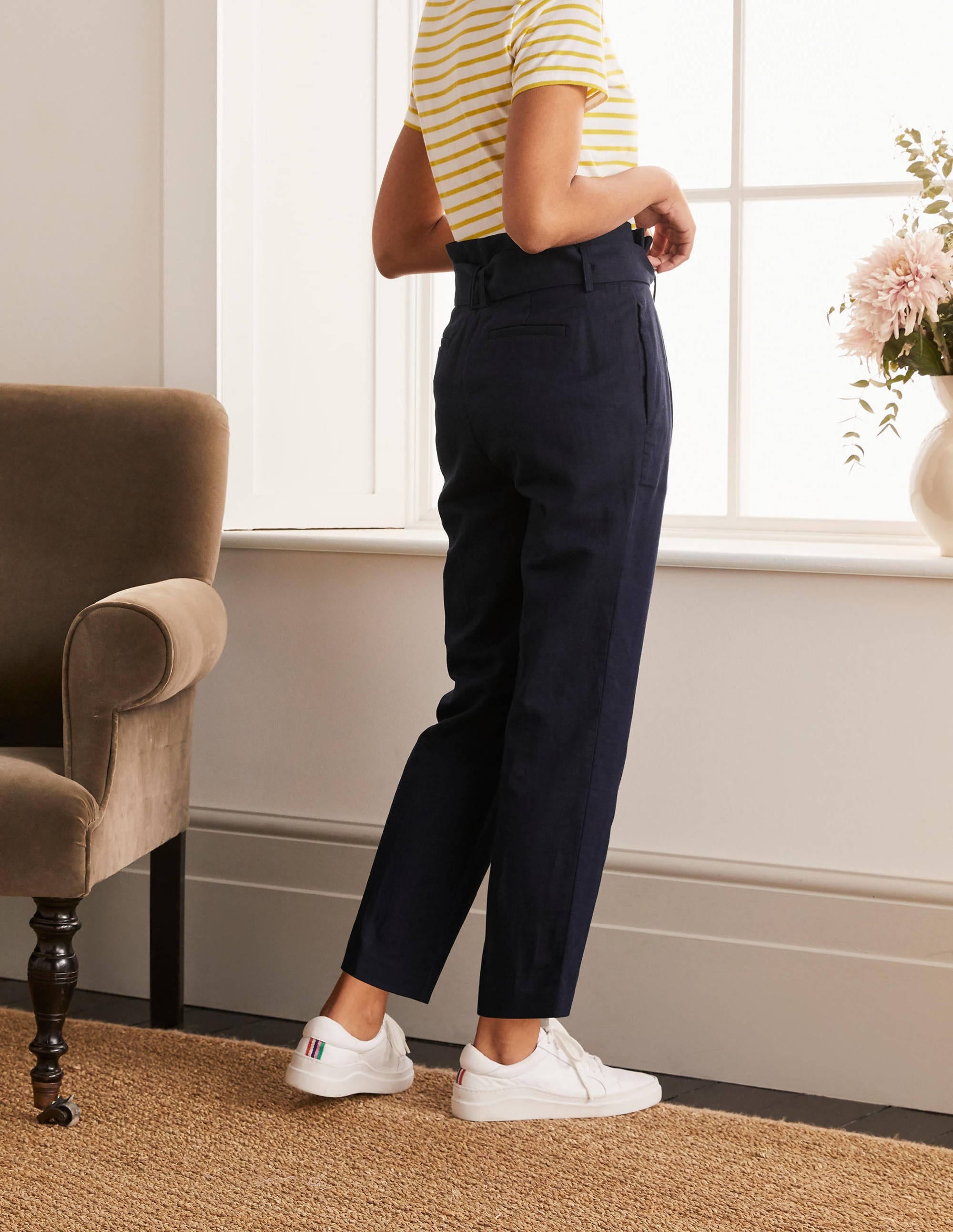 Pantalon Ludgate à taille froncée-Bleu marine - Image 2