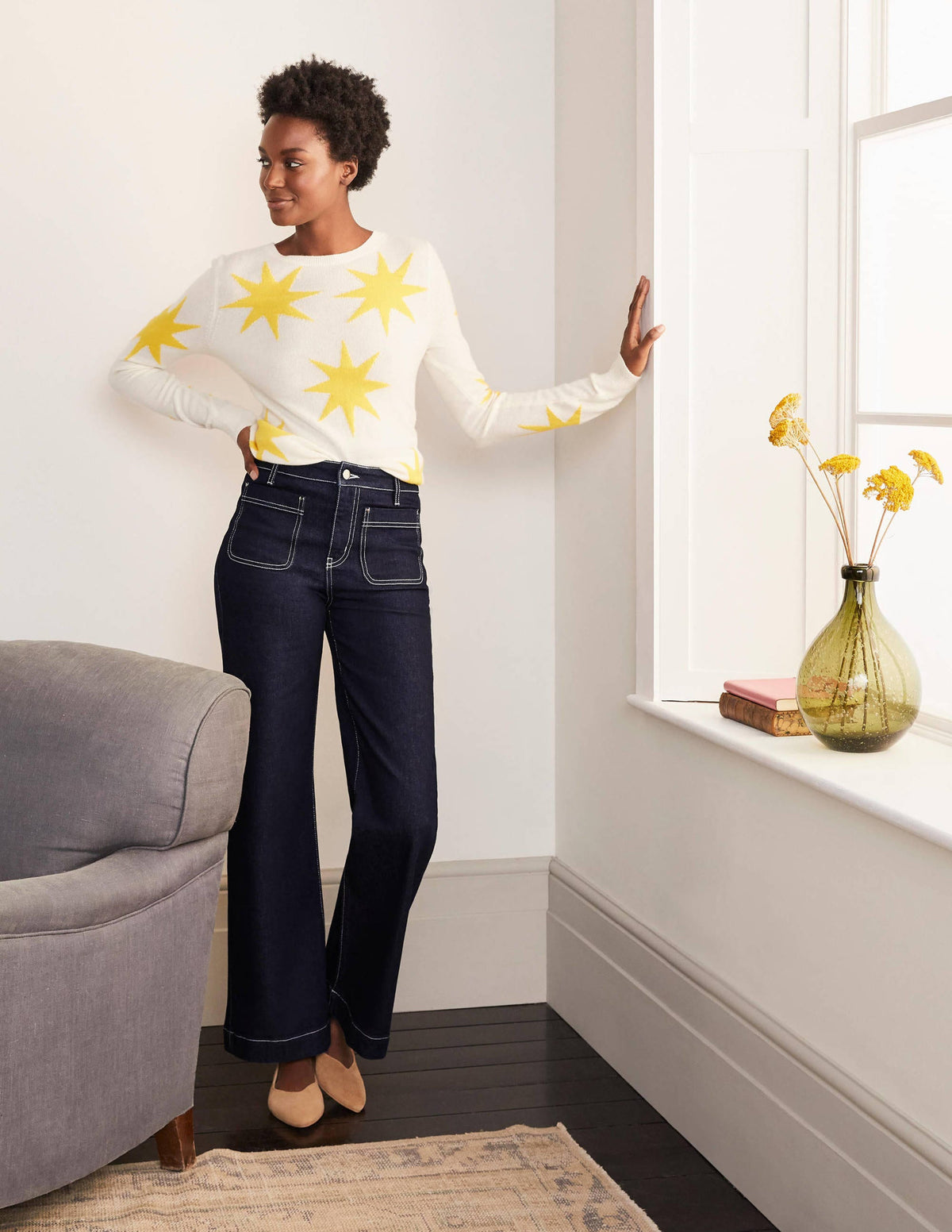 Jeans mit weitem Bein und Taschen-Indigoblau - Image 1