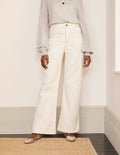 Jeans mit weitem Bein und Taschen-Naturweiß