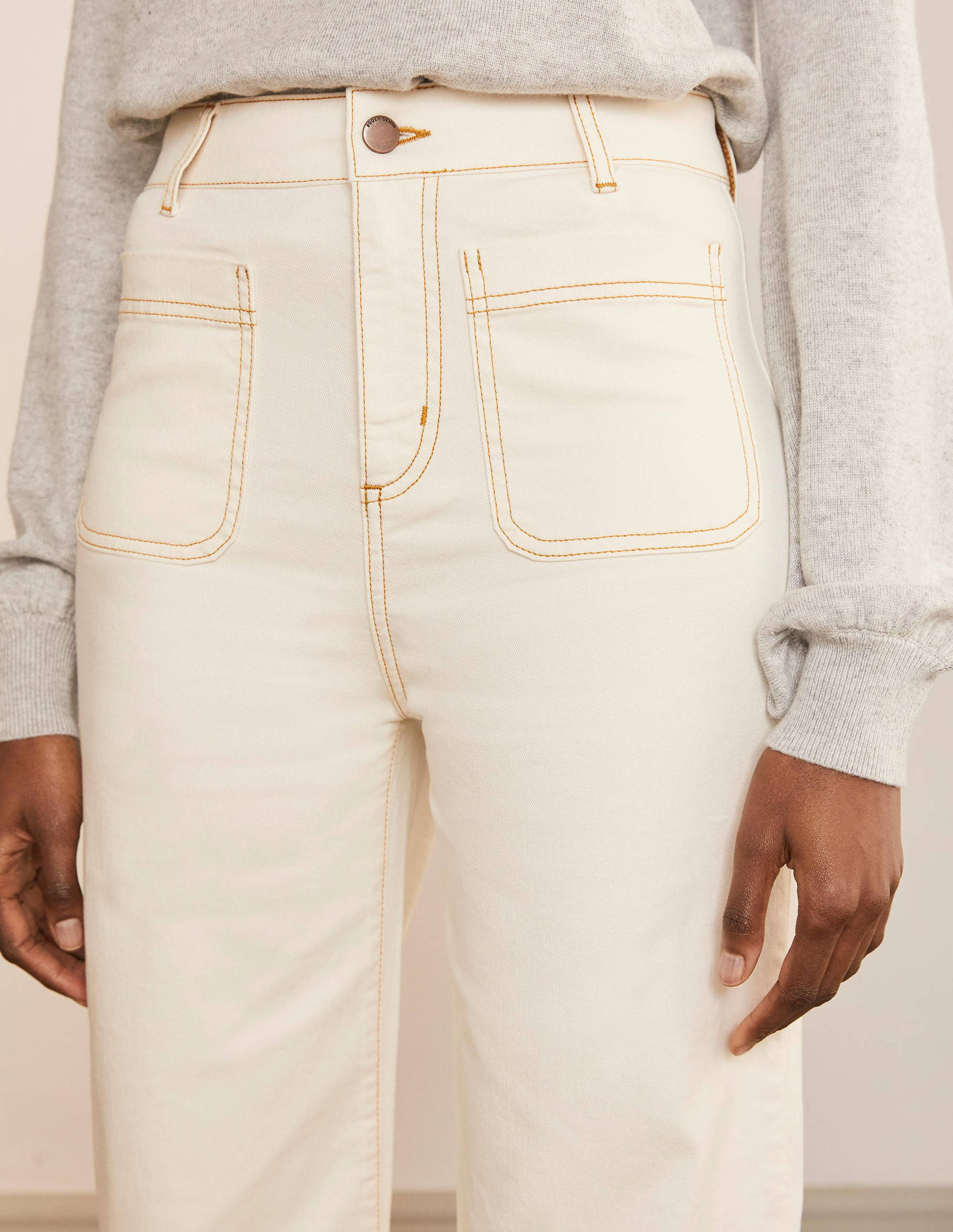 Jeans mit weitem Bein und Taschen-Naturweiß - Image 3