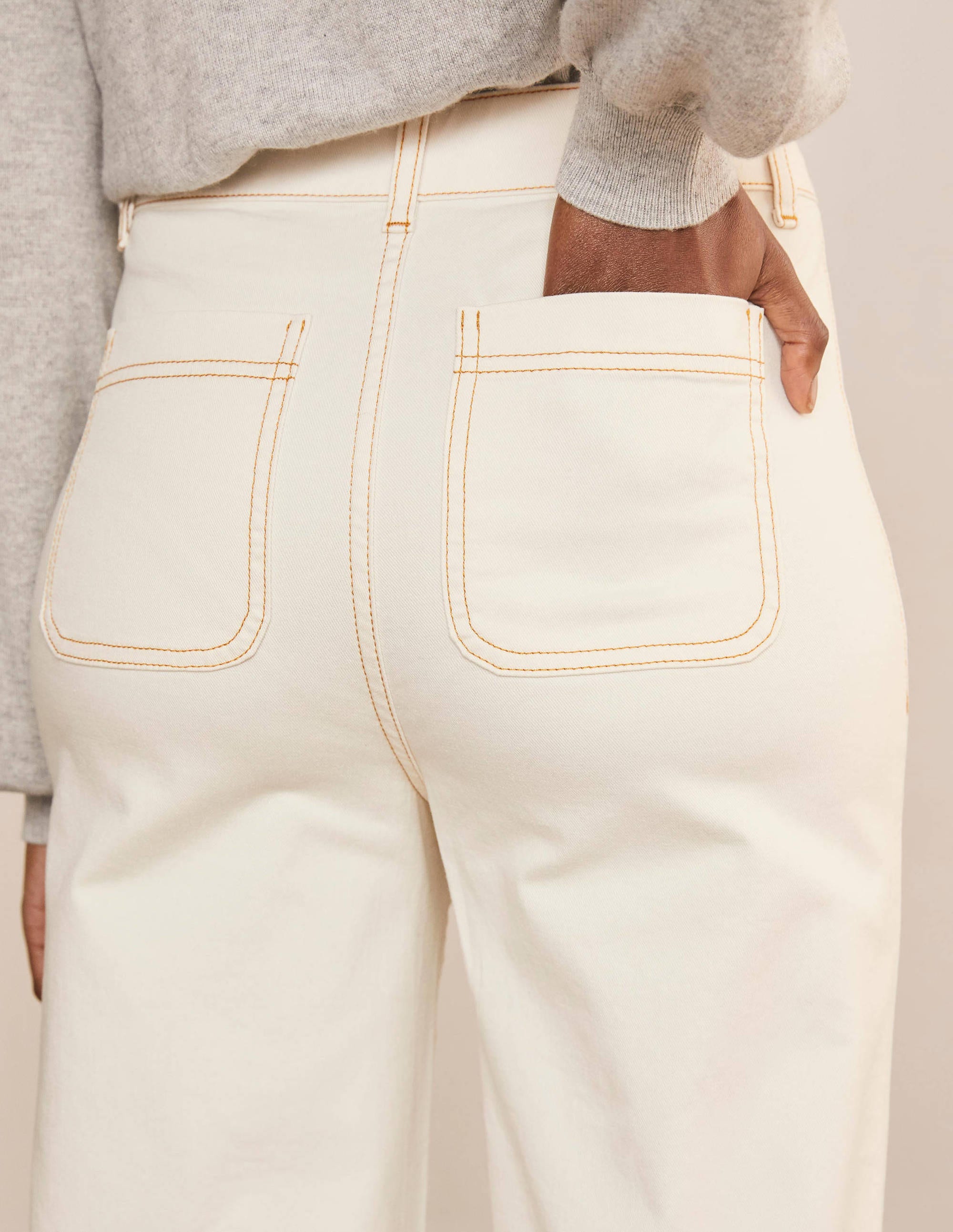 Jeans mit weitem Bein und Taschen-Naturweiß - Image 4