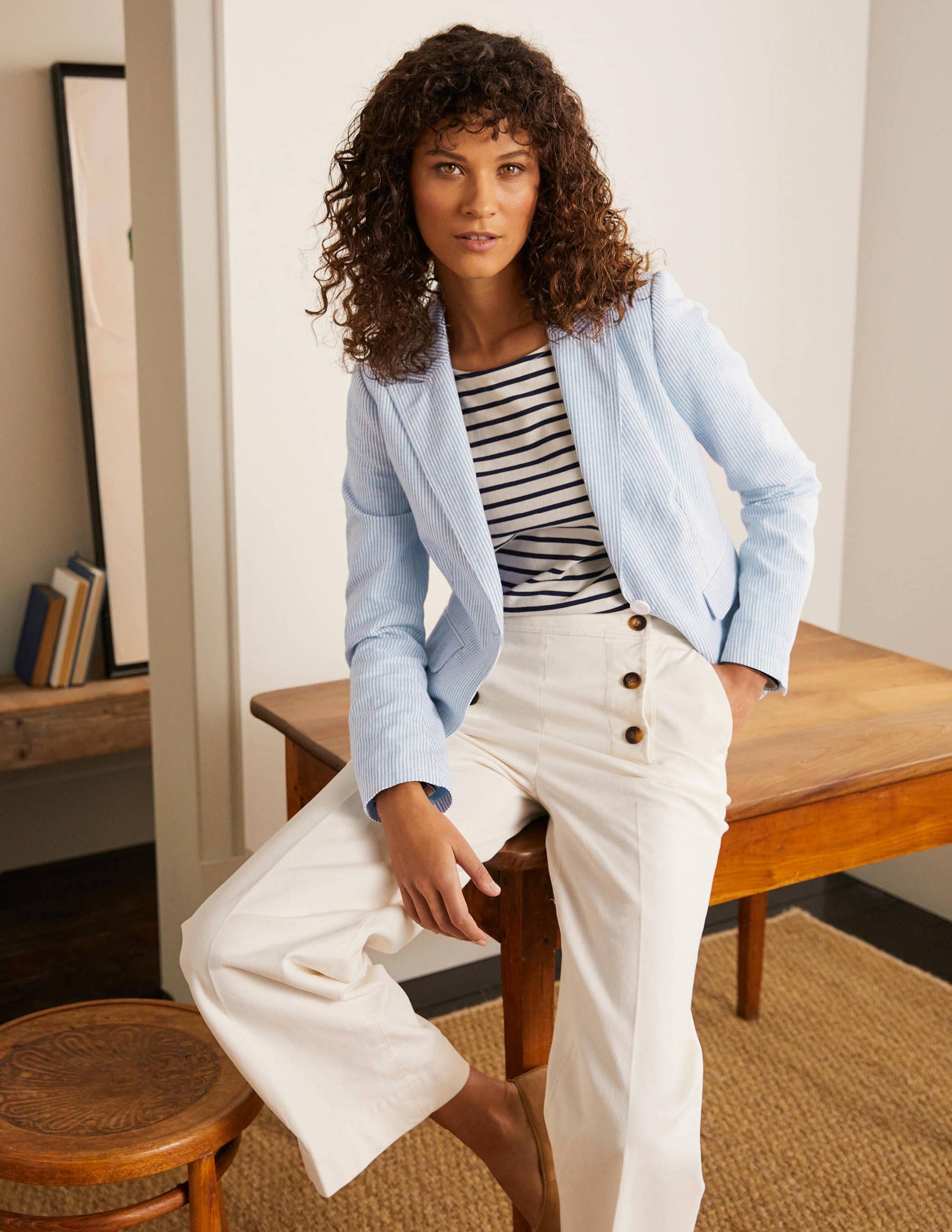 Framlingham Blazer-Blau/Naturweiß, Gestreift-4